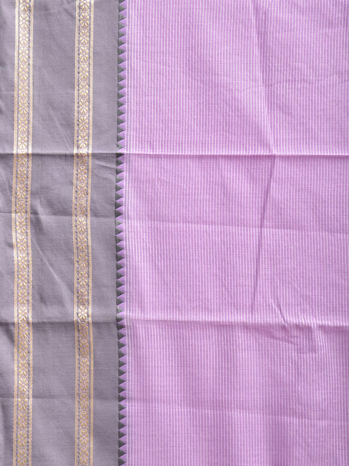 Lavender Bamboo Cotton Saree with Ganga-Jamuna Border Design No Blouse bc0807