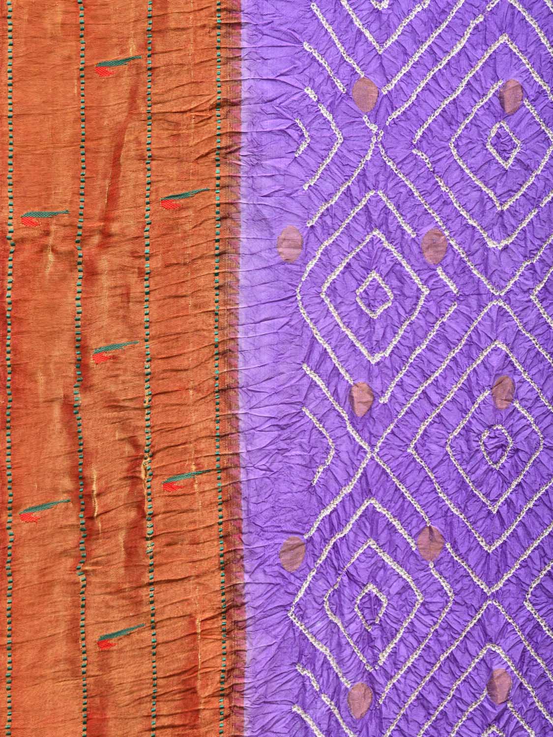 Lavender Bandhani Paithani Silk Handloom Saree with Triple Muniya Border Design bn0283