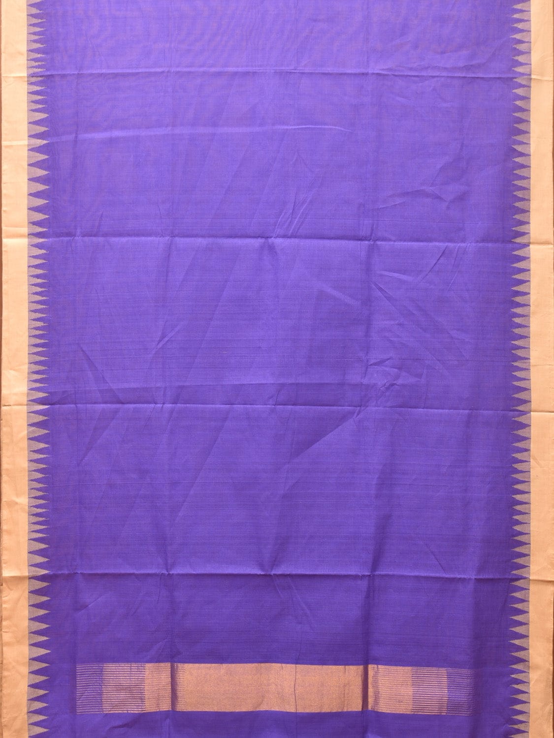 Lavender Khadi Cotton Handloom Plain Saree with Temple Border Design kh0625