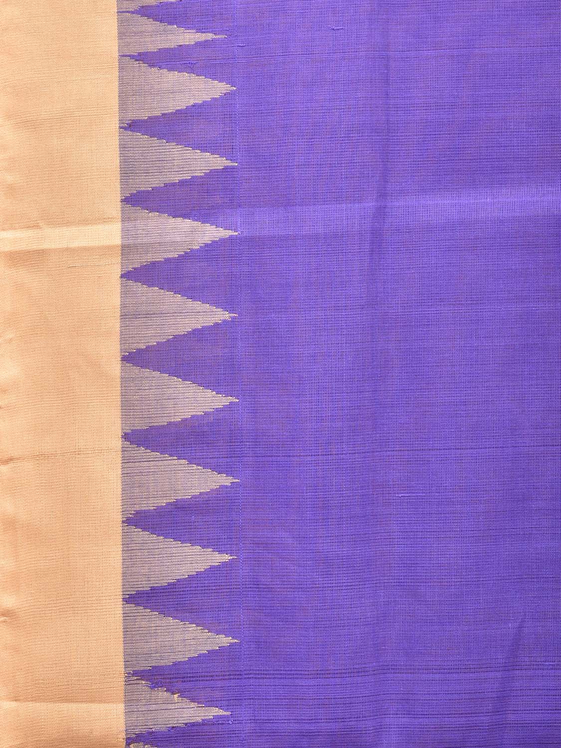 Lavender Khadi Cotton Handloom Plain Saree with Temple Border Design kh0625