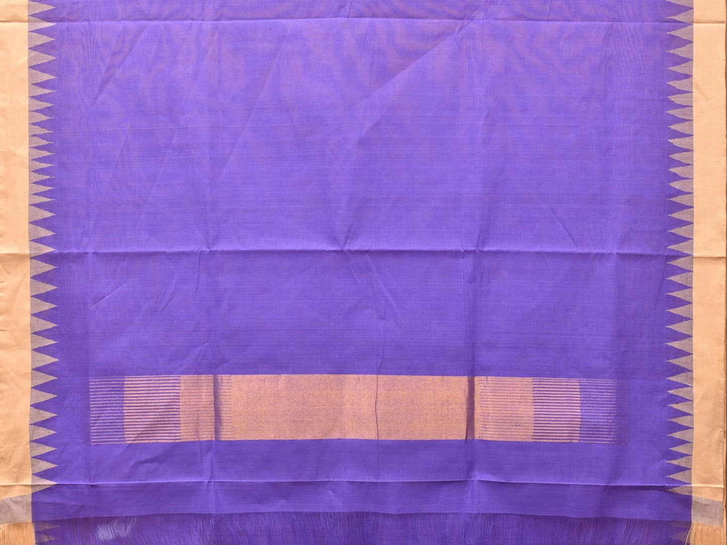 Lavender Khadi Cotton Handloom Plain Saree with Temple Border Design kh0625