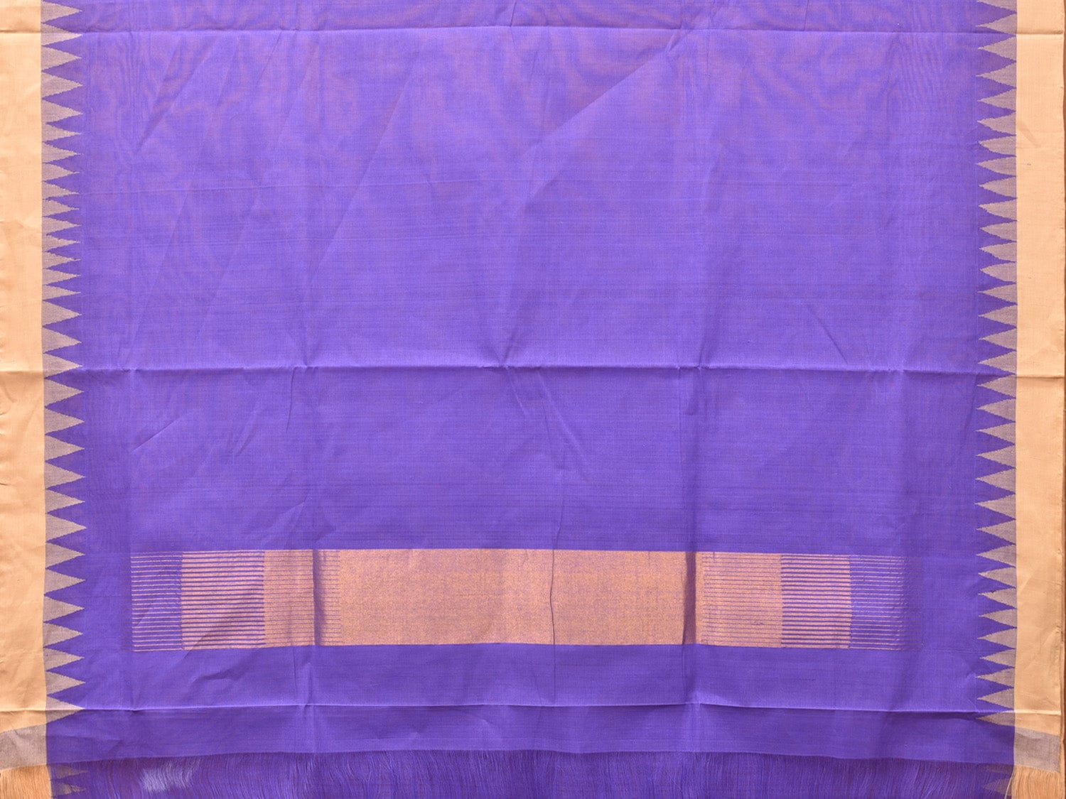 Lavender Khadi Cotton Handloom Plain Saree with Temple Border Design kh0625