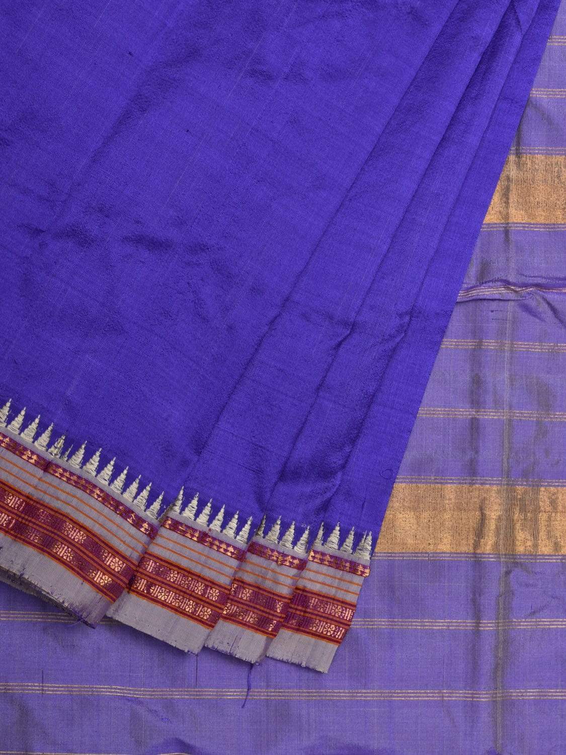 Lavender Narayanpet Silk Handloom Plain Saree with Small Traditional Border Design np0465