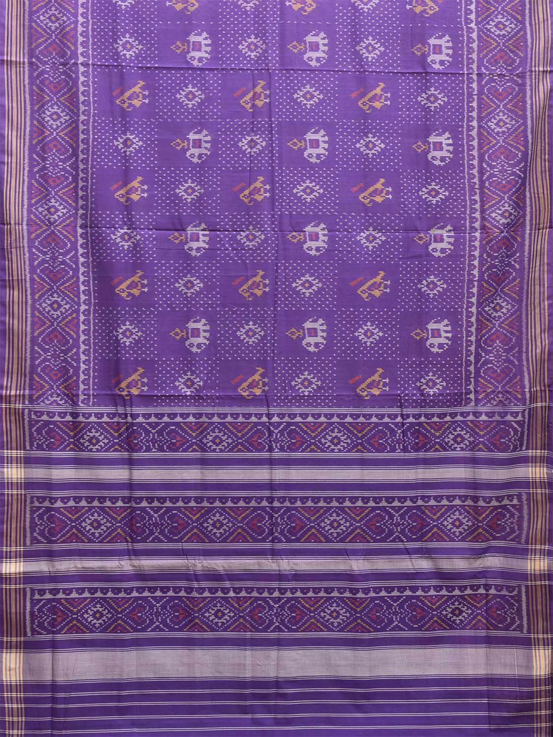 Lavender Pochampally Ikat Cotton Handloom Saree with Elephant and Parrot Design i0878