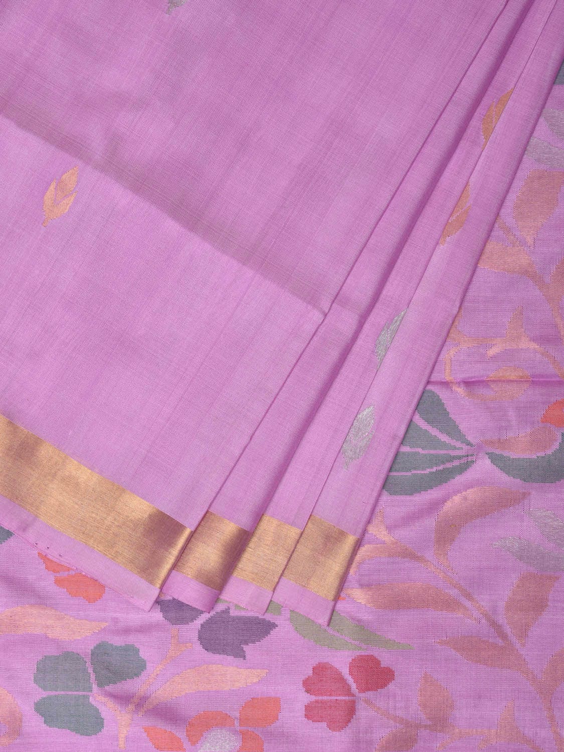 Lavender Uppada Silk Handloom Saree with Birds and Floral Pallu Design u2190