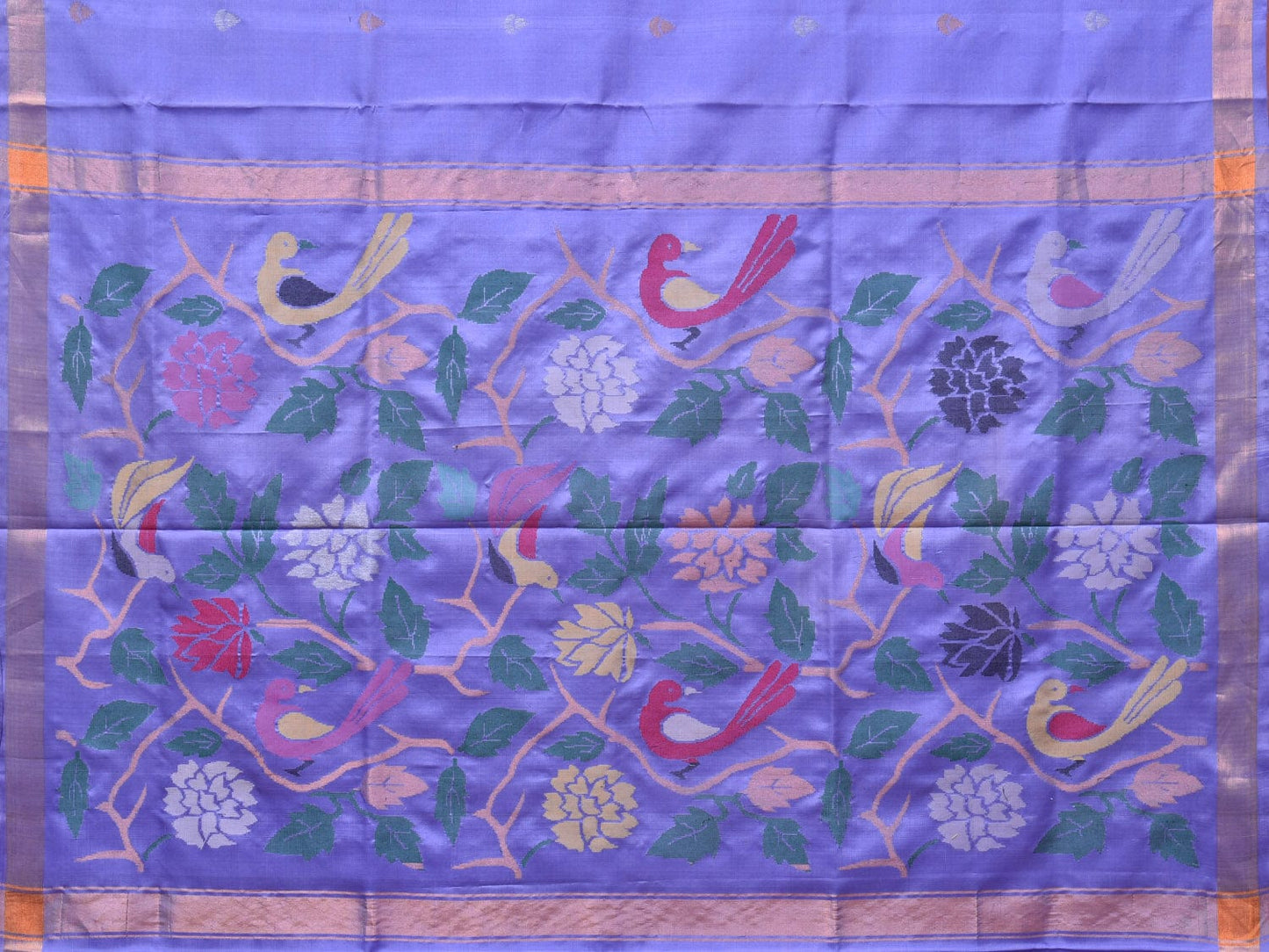 Lavender Uppada Silk Handloom Saree with Folwers and Birds Pallu Design u2150