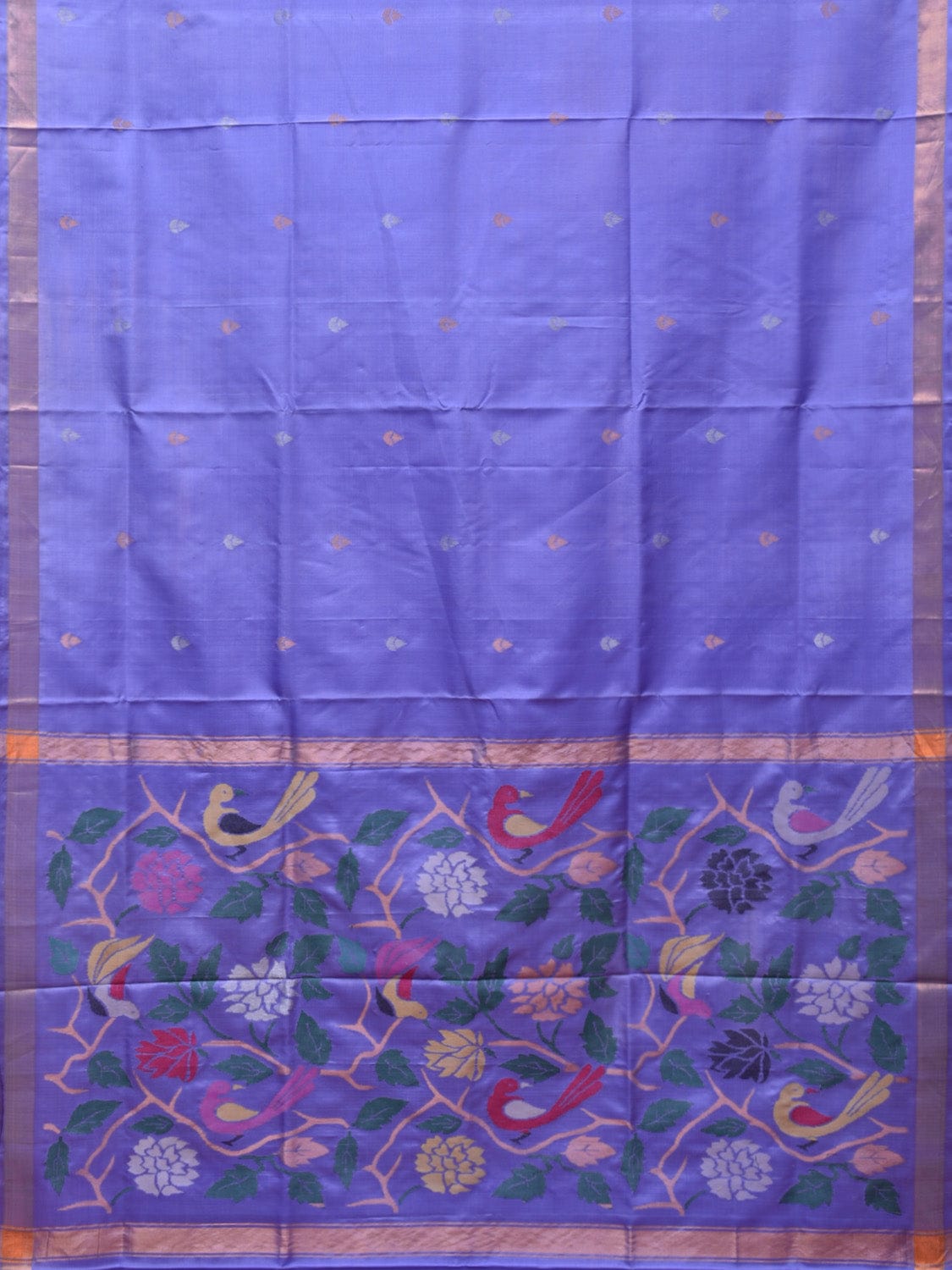 Lavender Uppada Silk Handloom Saree with Folwers and Birds Pallu Design u2150