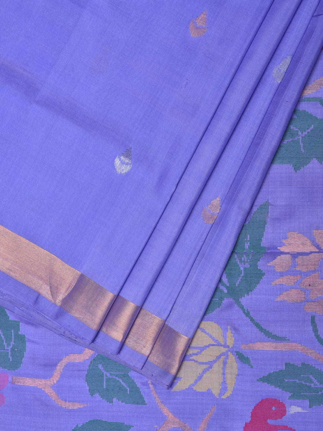 Lavender Uppada Silk Handloom Saree with Folwers and Birds Pallu Design u2150