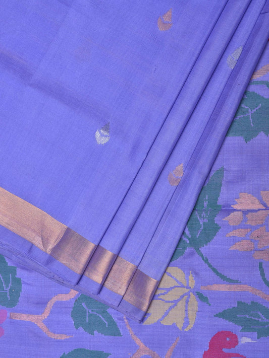 Lavender Uppada Silk Handloom Saree with Folwers and Birds Pallu Design u2150