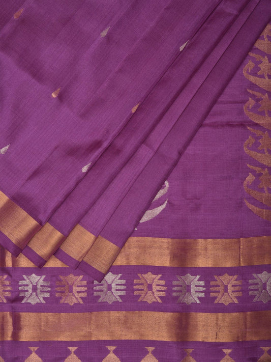 Lavender Uppada Silk Handloom Saree with Karpur Pallu Design u1976