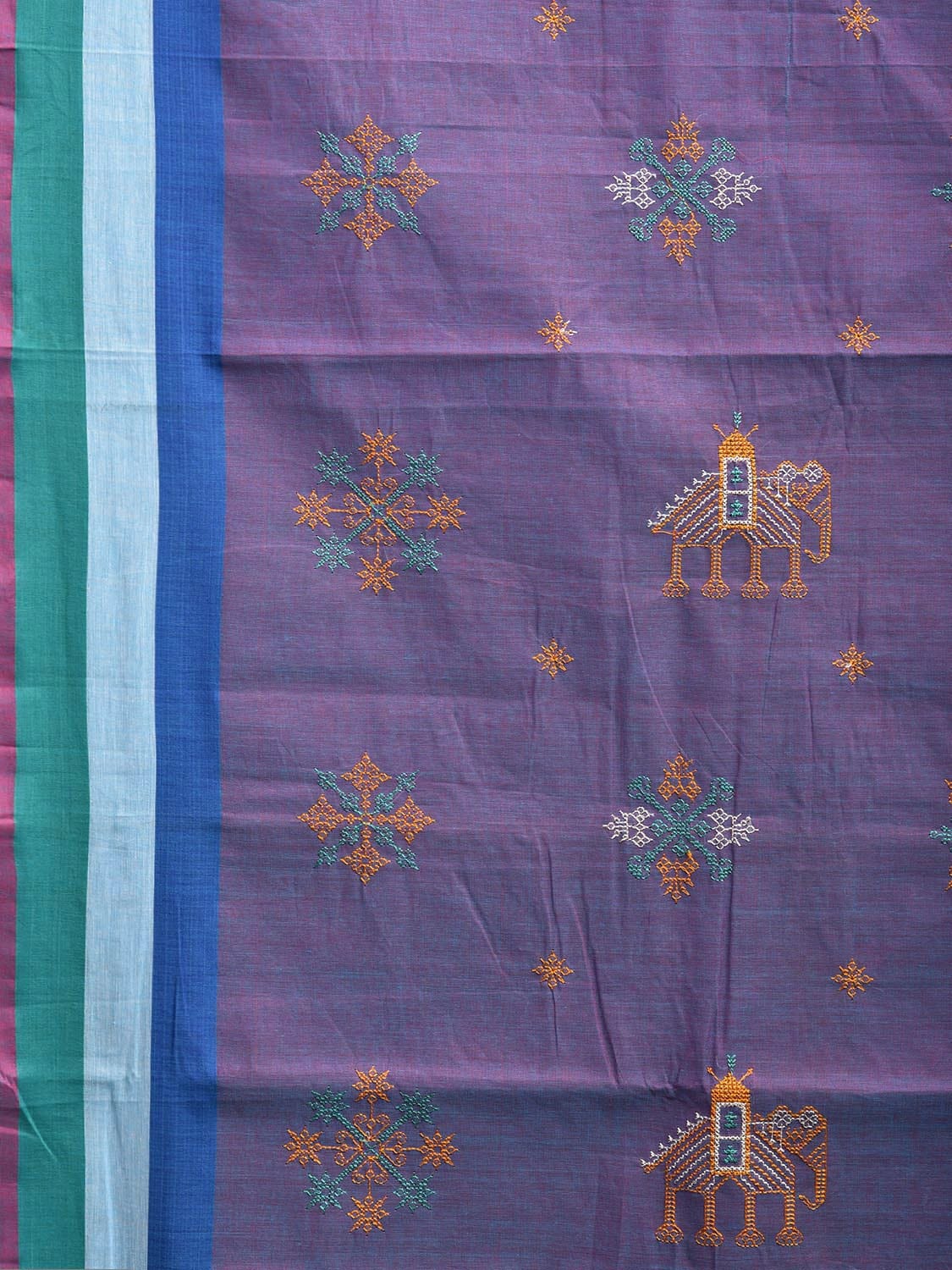 Lavender Venkatagiri Cotton Handloom Saree with Kasuti Work Design o0646