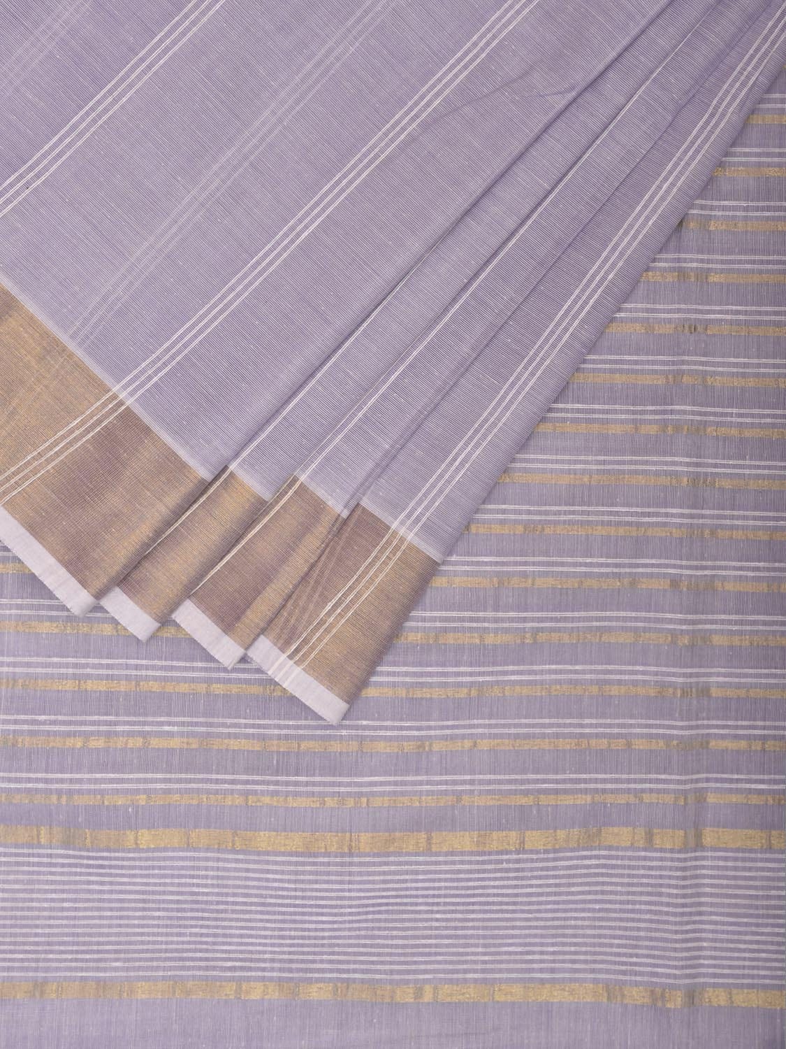 Lavender Venkatagiri Cotton Saree with Strips Body and Pallu Design v0101