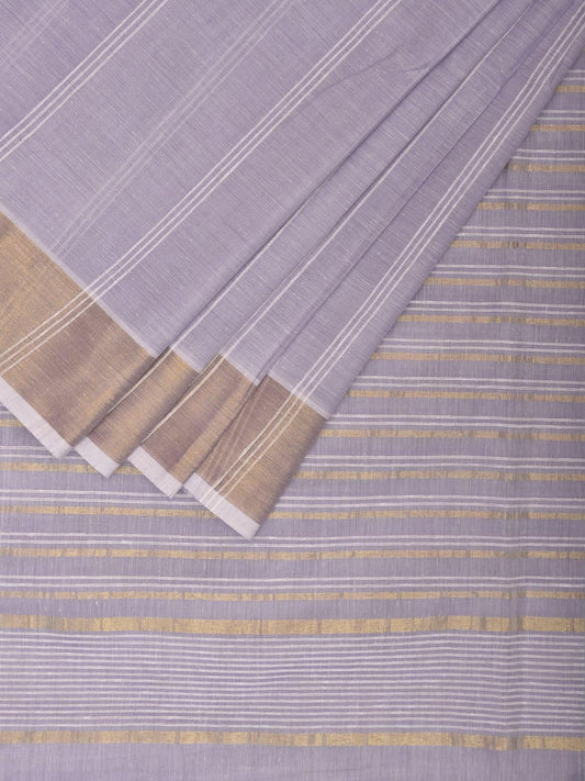 Lavender Venkatagiri Cotton Saree with Strips Body and Pallu Design v0101