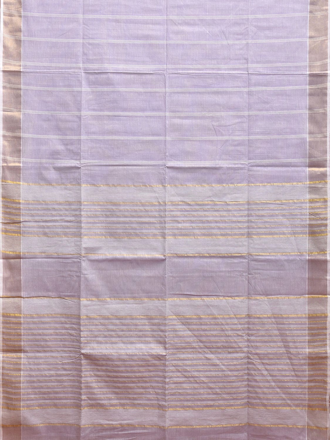 Lavender Venkatagiri Cotton Saree with Strips Body and Pallu Design v0101