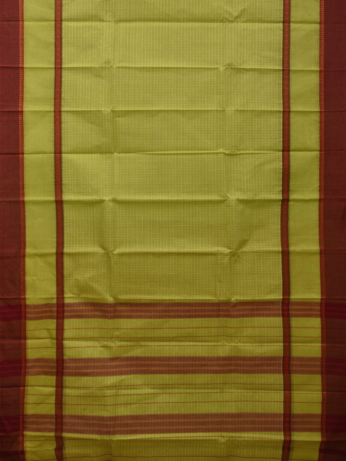 Lemon Green Narayanpet Cotton Handloom Saree with Checks Design No Blouse np0620