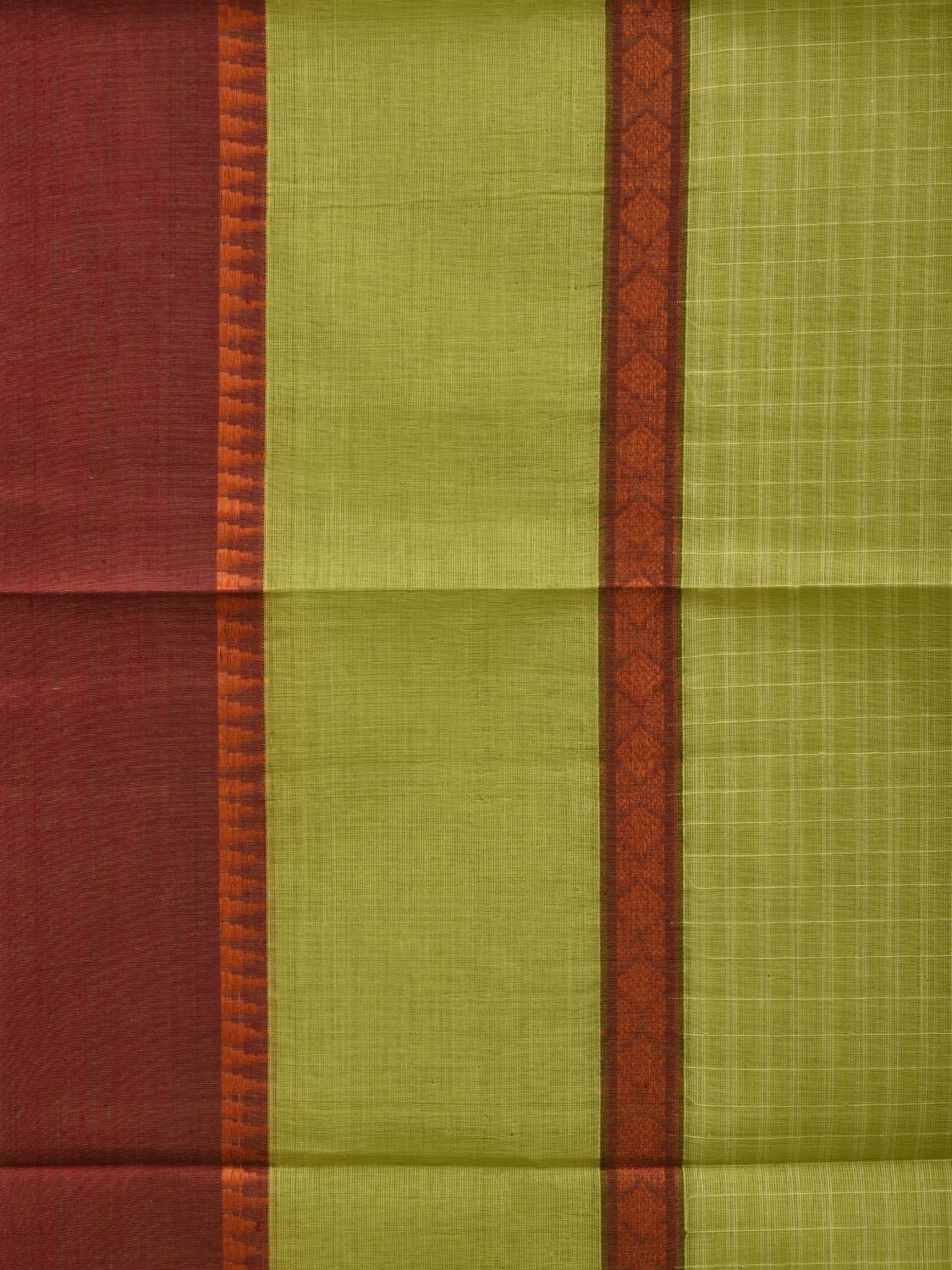 Lemon Green Narayanpet Cotton Handloom Saree with Checks Design No Blouse np0620