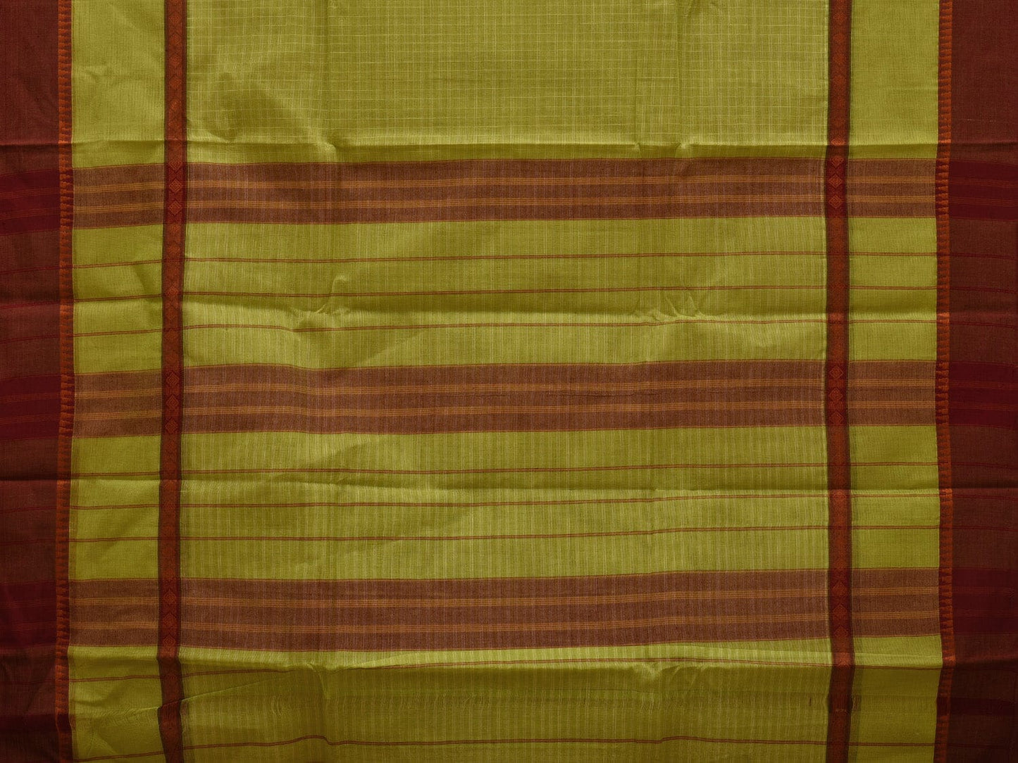Lemon Green Narayanpet Cotton Handloom Saree with Checks Design No Blouse np0620