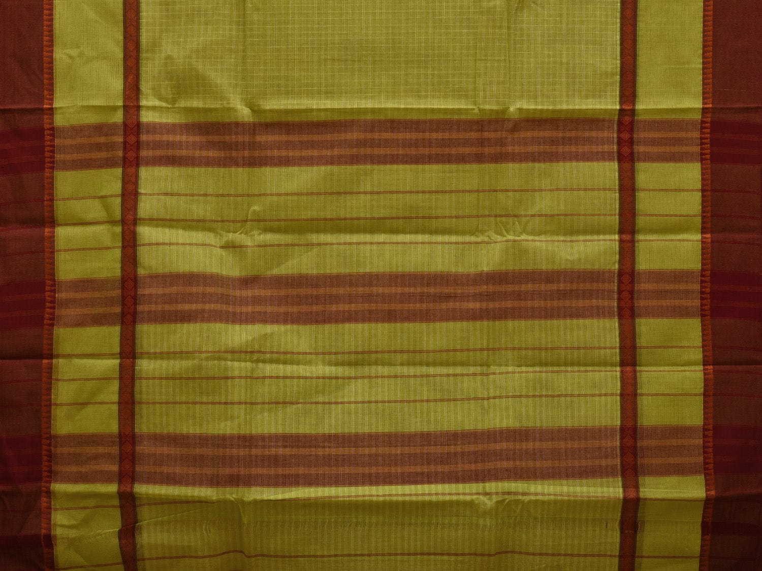 Lemon Green Narayanpet Cotton Handloom Saree with Checks Design No Blouse np0620
