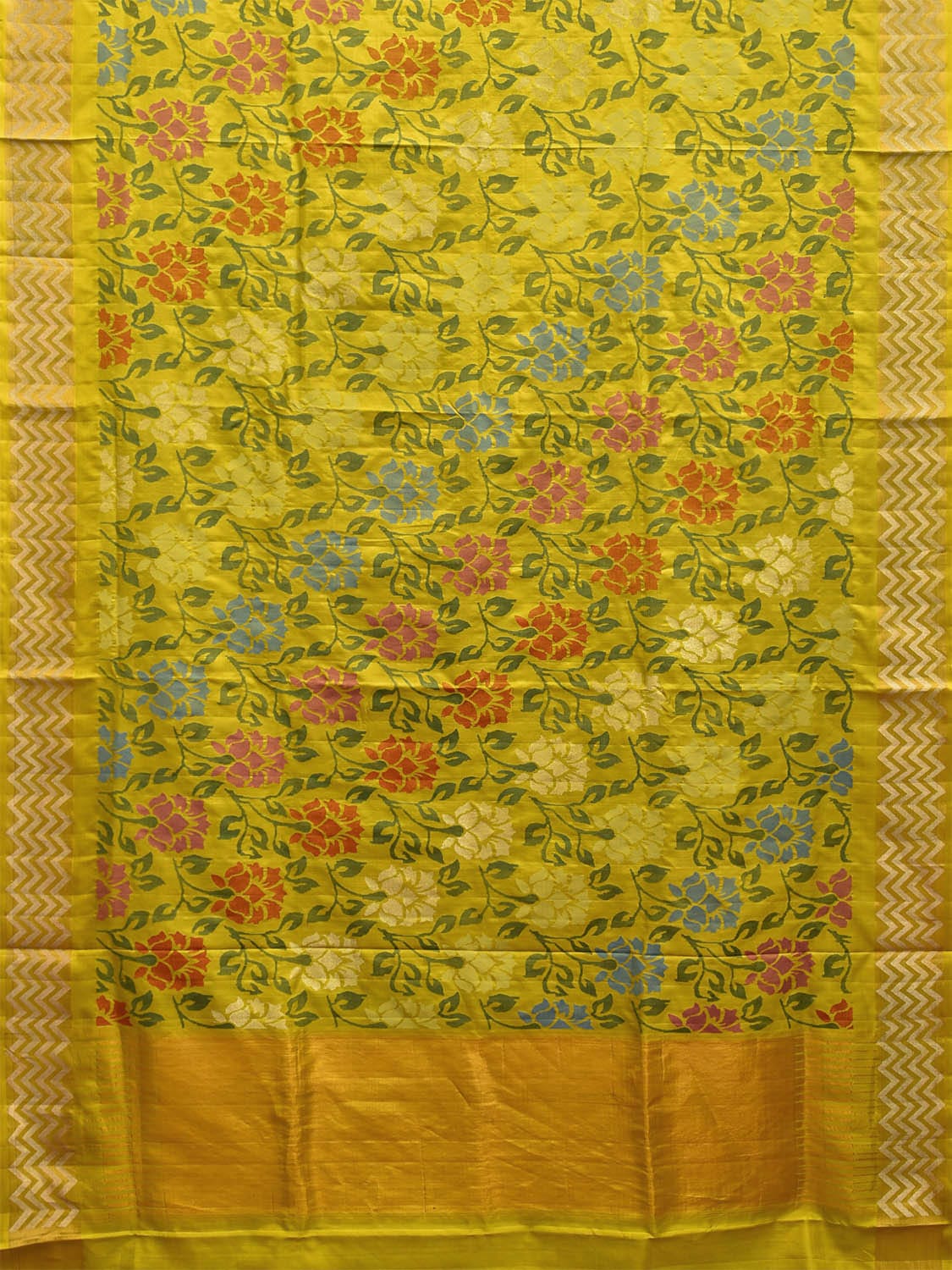 Lemon Uppada Silk Handloom Saree with All Over Lotus Flower and Border Design u2292