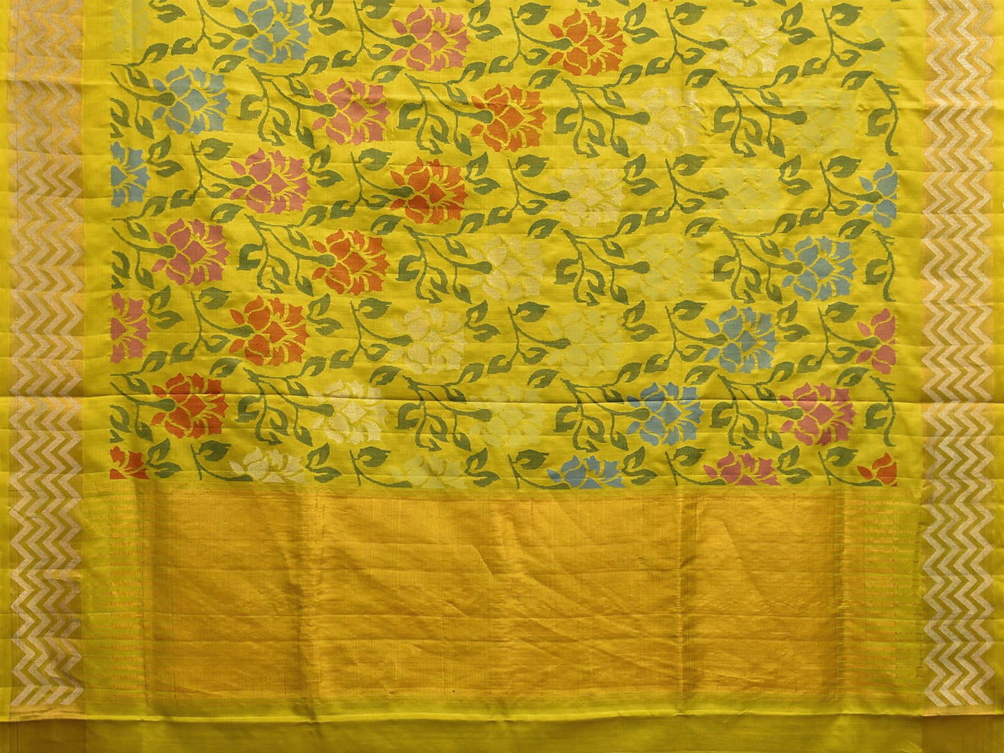 Lemon Uppada Silk Handloom Saree with All Over Lotus Flower and Border Design u2292