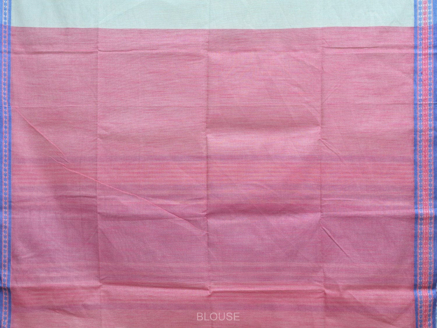 Light Blue and Blue Kanchipuram Cotton Handloom Plain Saree with Strips Pallu Design k0590