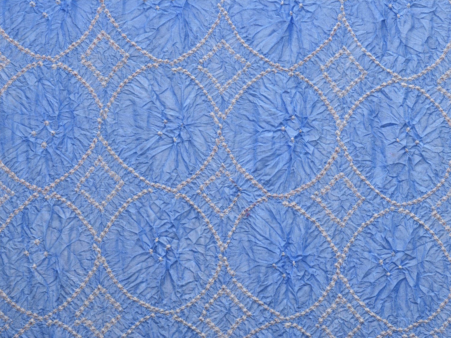 Light Blue and Dark Blue Bandhani Kanchipuram Silk Handloom Saree with Pallu and Border Design bn0449