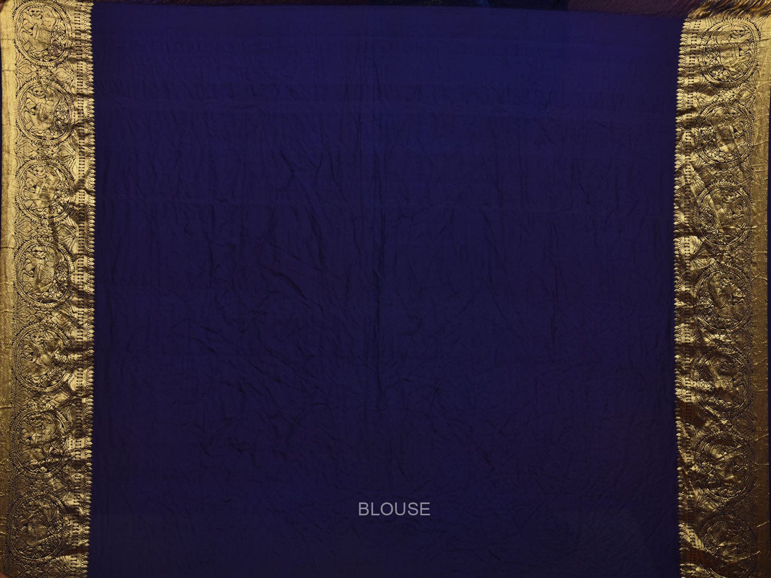 Light Blue and Dark Blue Bandhani Kanchipuram Silk Handloom Saree with Pallu and Border Design bn0449