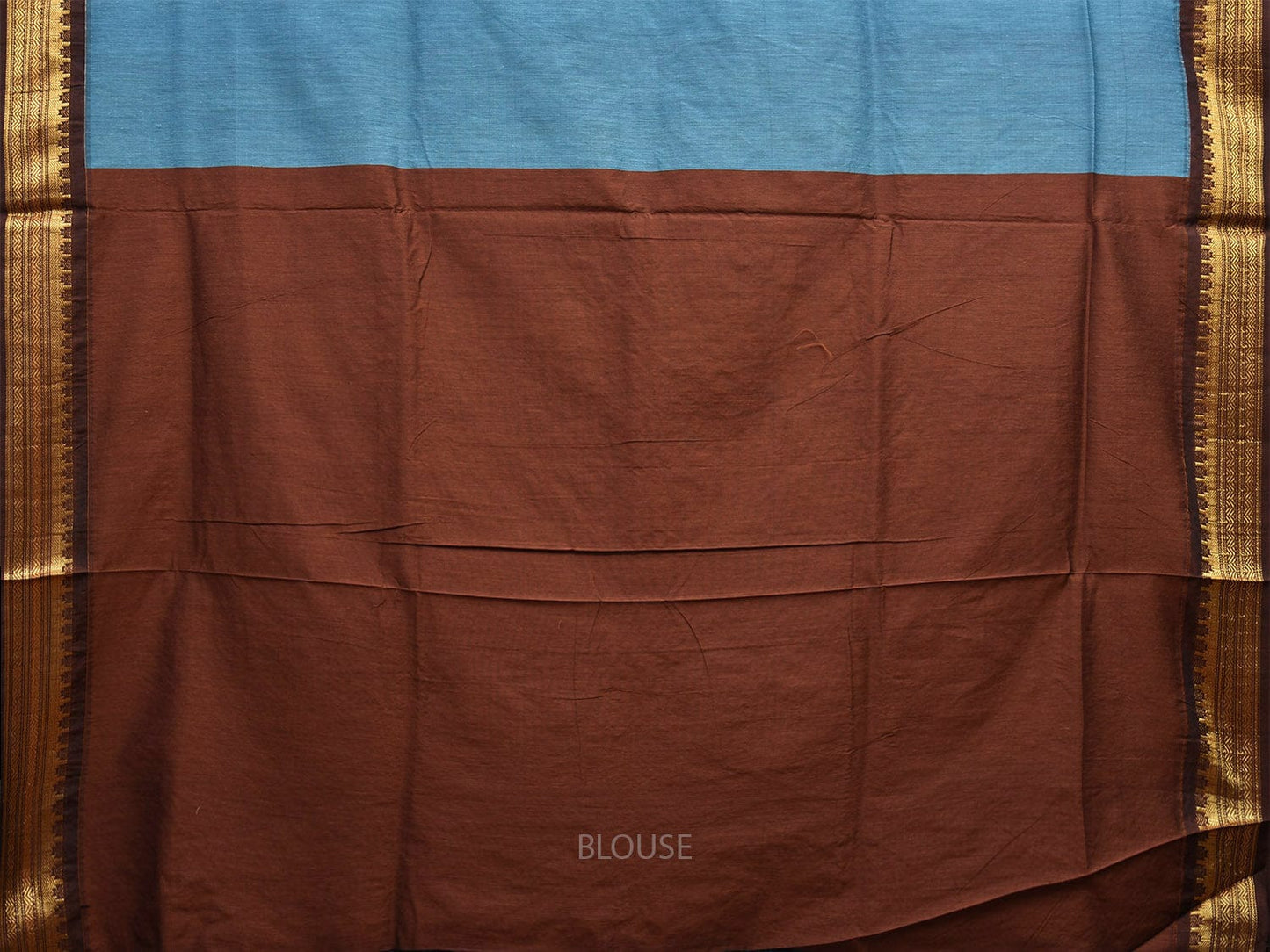 Light Blue and Fawn Gadwal Cotton Saree with Pallu and Border Design g0426