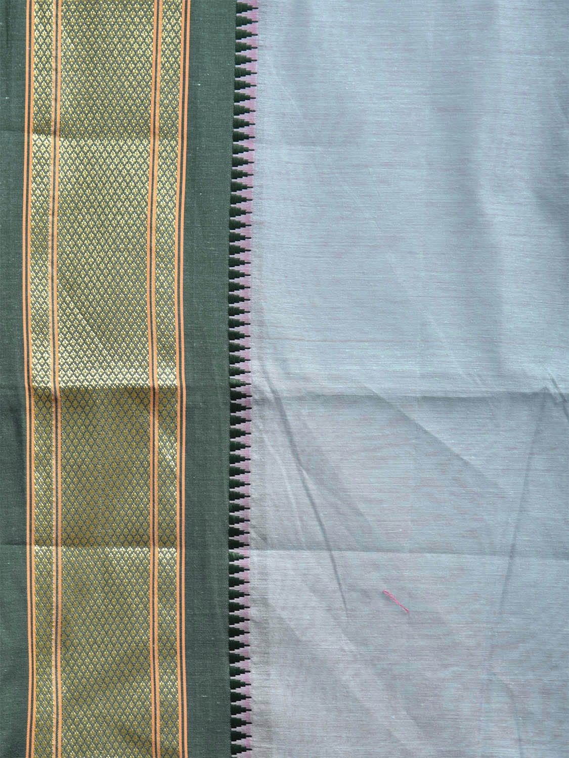 Light Blue and Green Bamboo Cotton Plain Saree with Contrast Pallu Design No Blouse bc0656