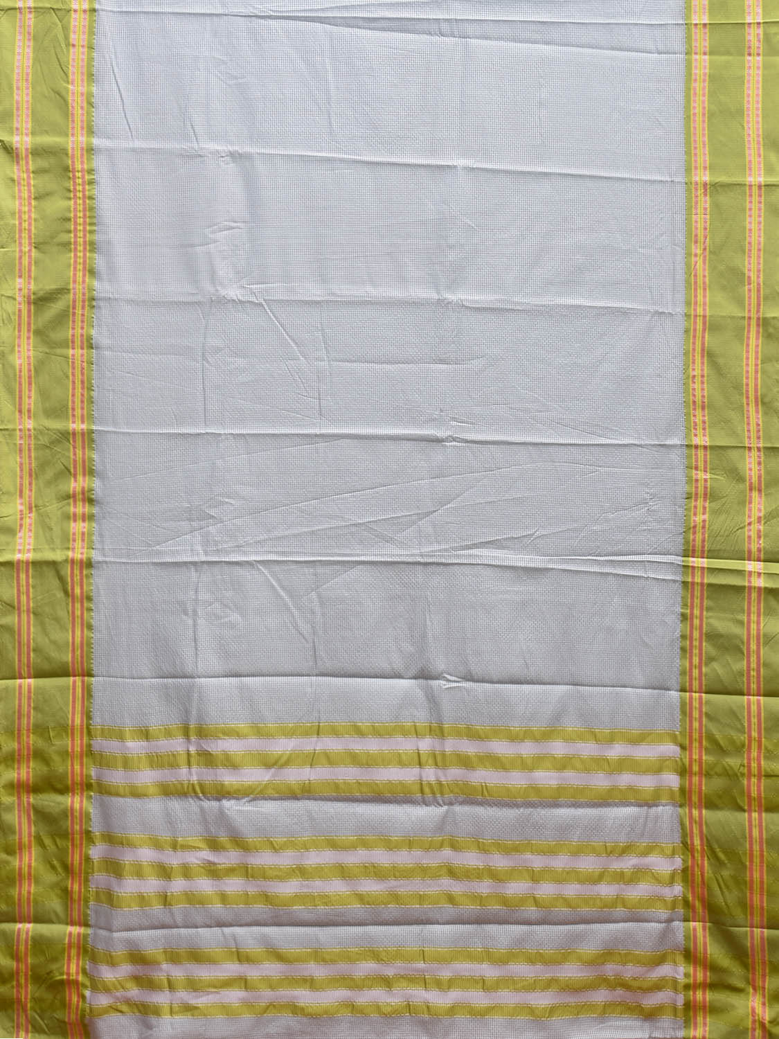 Light Blue and Green Bamboo Cotton Saree with Small Checks Design No Blouse bc0681