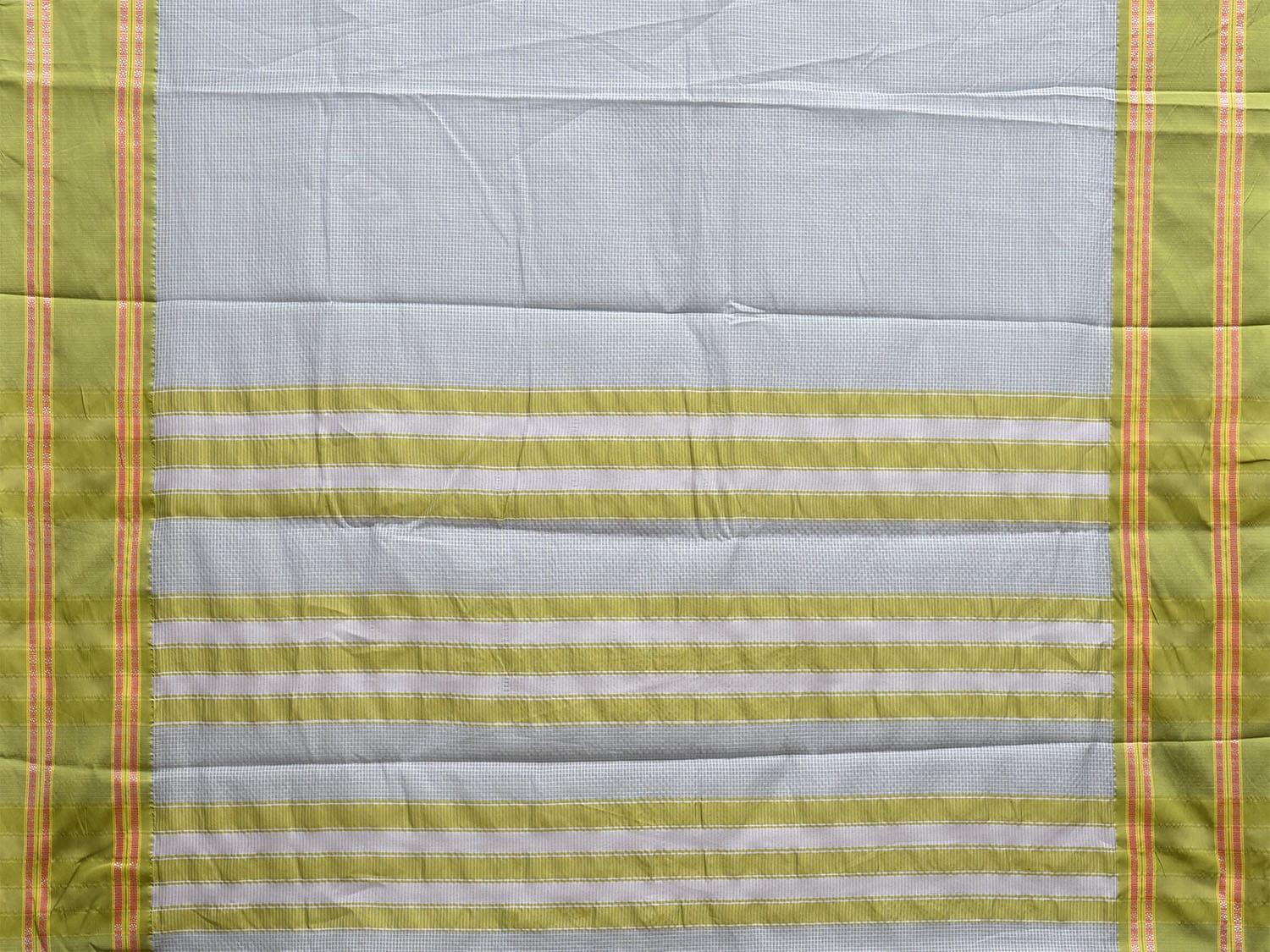 Light Blue and Green Bamboo Cotton Saree with Small Checks Design No Blouse bc0681