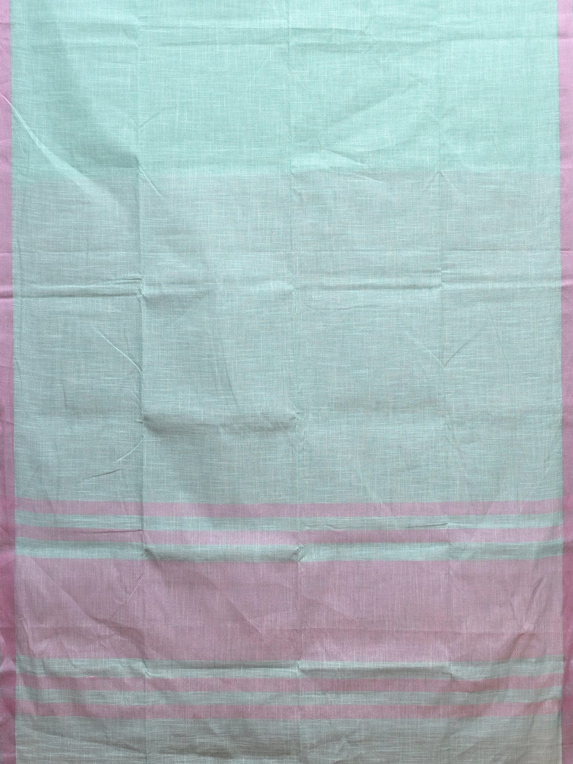 Light Blue and Lavender Kanchipuram Cotton Handloom Plain Saree with Strips Pallu Design k0586