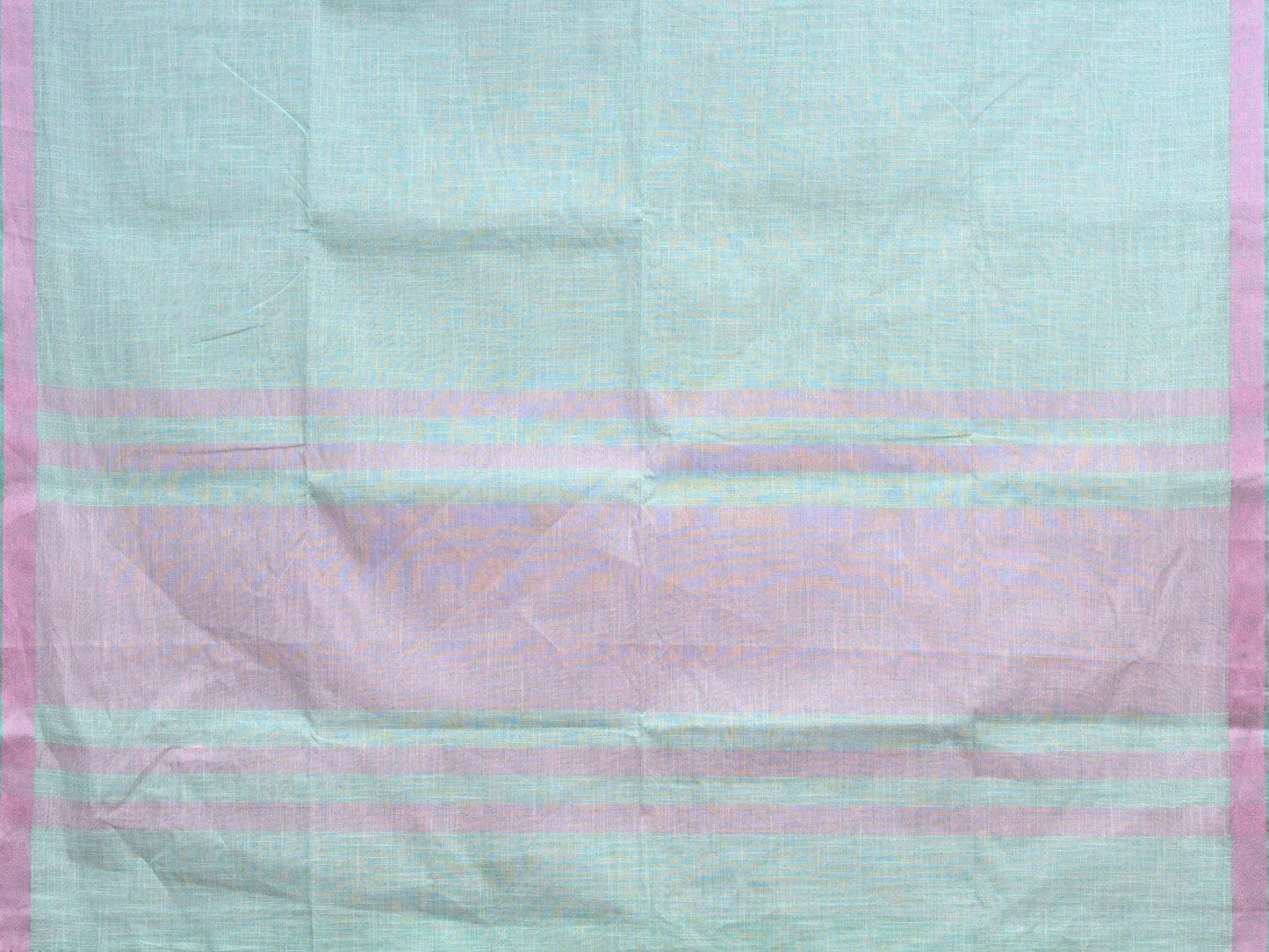 Light Blue and Lavender Kanchipuram Cotton Handloom Plain Saree with Strips Pallu Design k0586