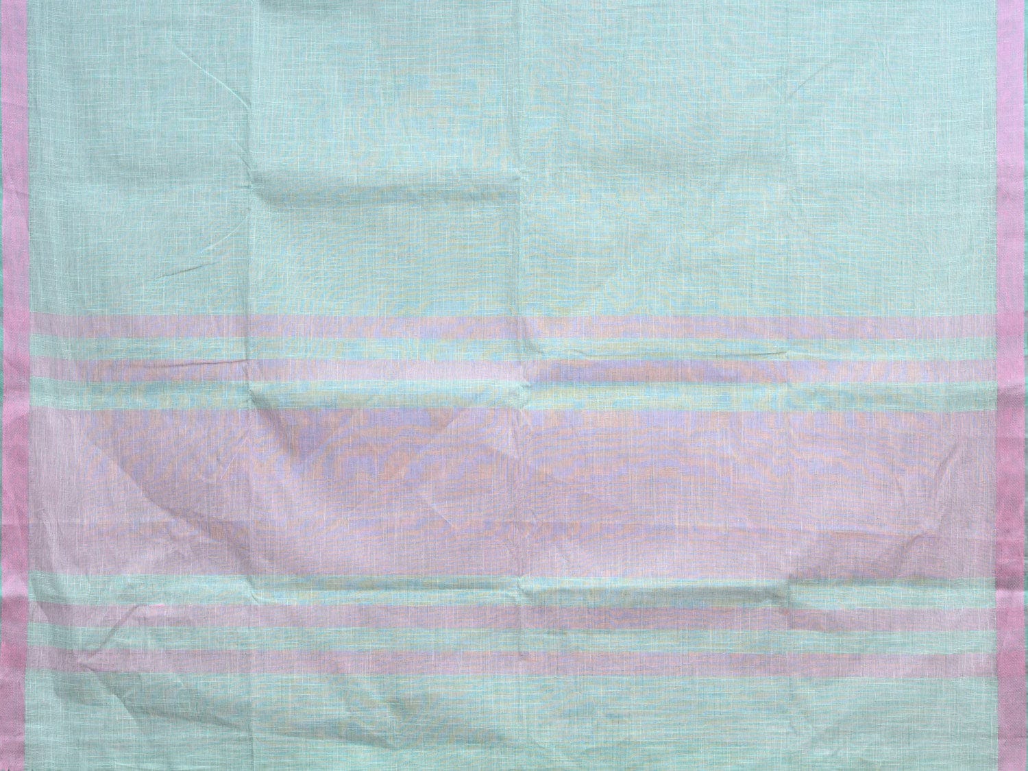 Light Blue and Lavender Kanchipuram Cotton Handloom Plain Saree with Strips Pallu Design k0586