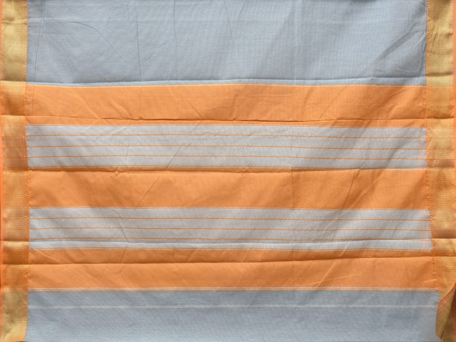 Light Blue and Mustard Bamboo Cotton Saree with Strips Design No Blouse bc0223