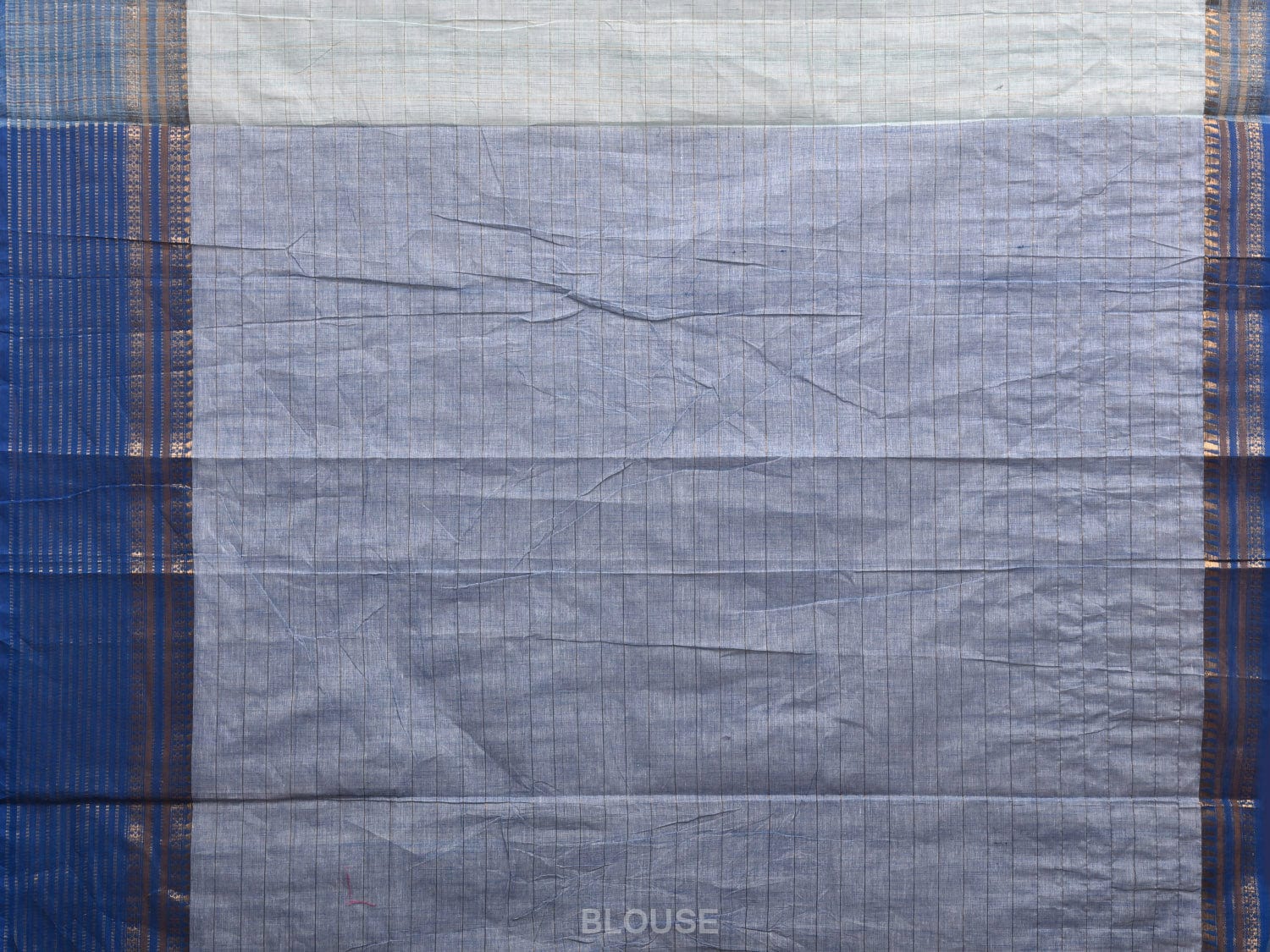 Light Blue and Mustard Kanchipuram Cotton Handloom Saree with Strips Design k0547