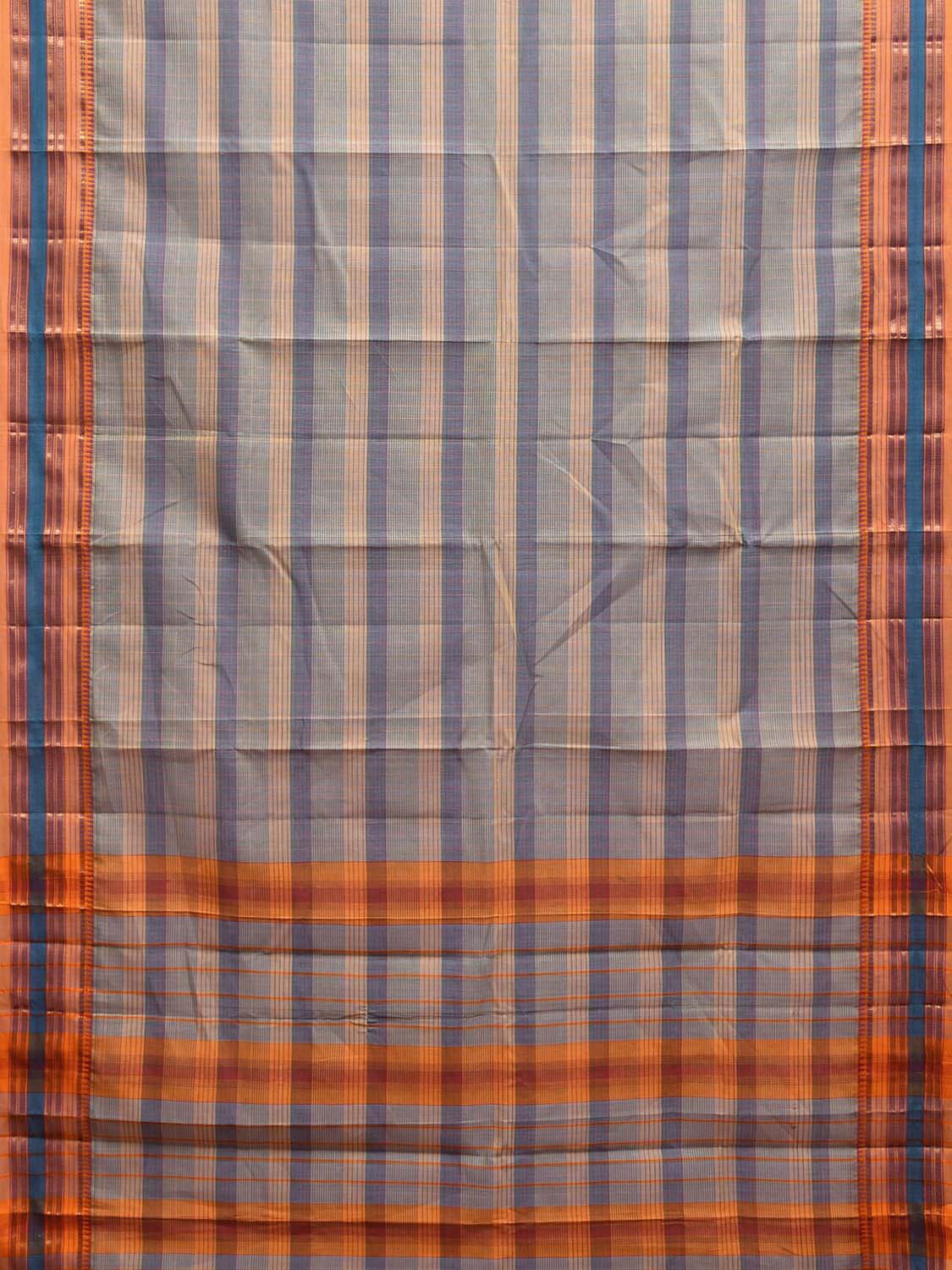 Light Blue and Mustard Narayanpet Cotton Saree with Strips Design No Blouse np1080