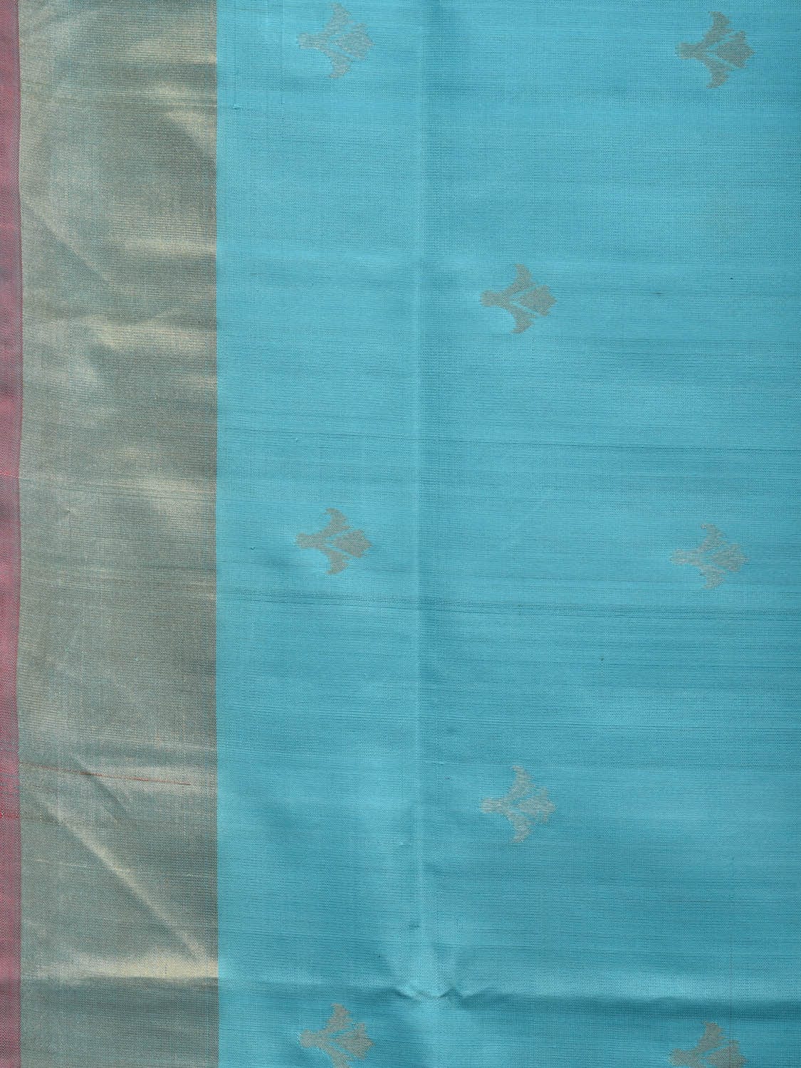Light Blue and Peach Uppada Silk Handloom Saree with Floral Pallu Design u1945