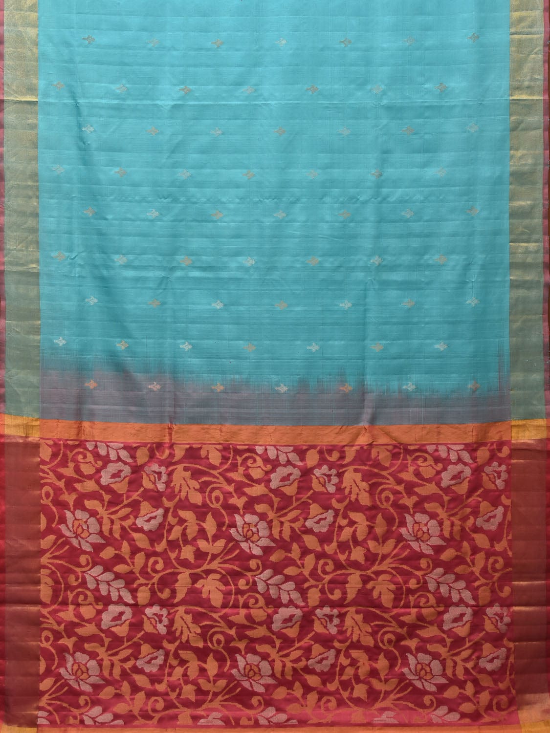 Light Blue and Peach Uppada Silk Handloom Saree with Floral Pallu Design u1964