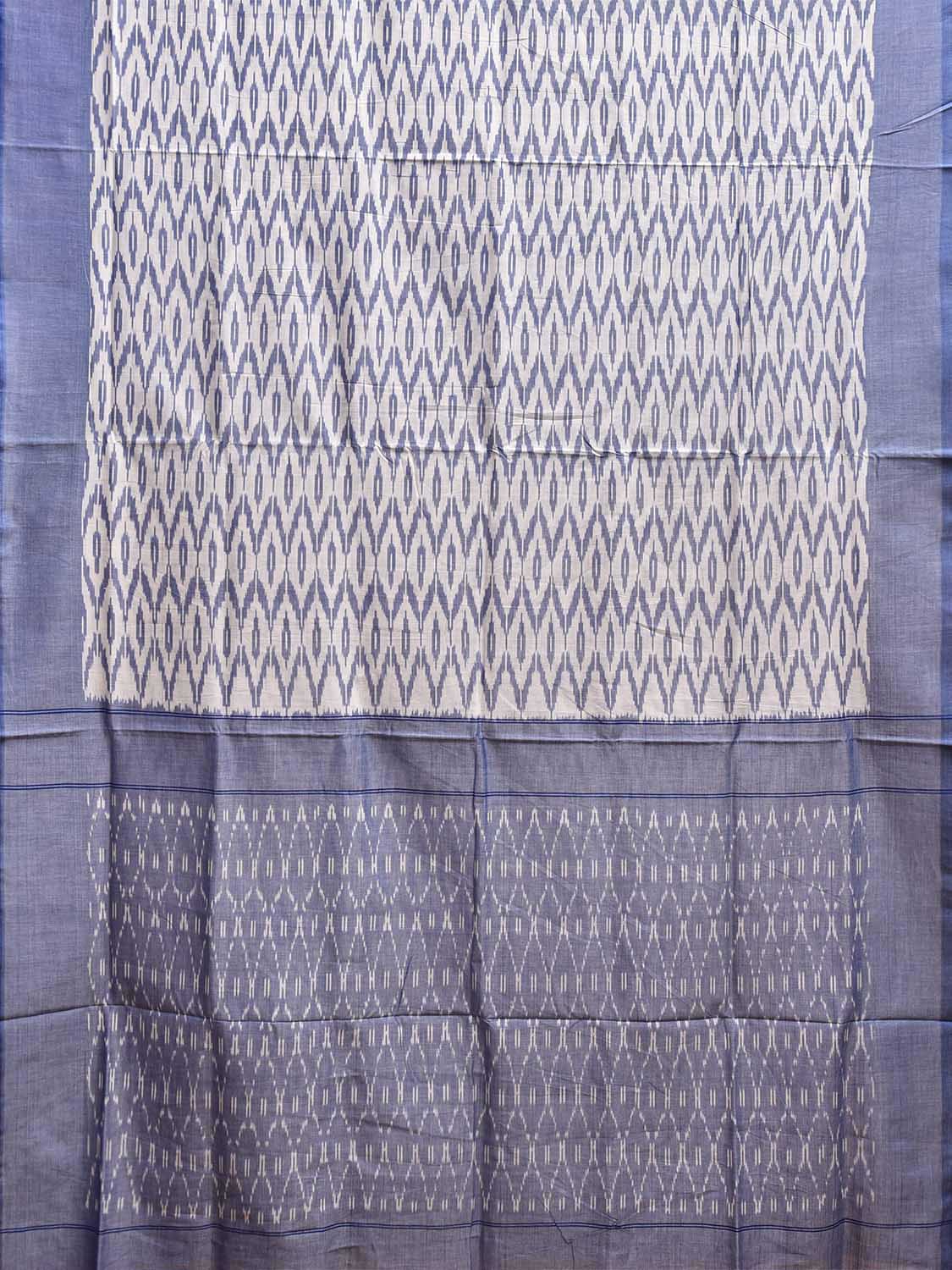 Light Blue and White Pochampally Ikat Cotton Handloom Saree with All Over Grill Design No Blouse i0909