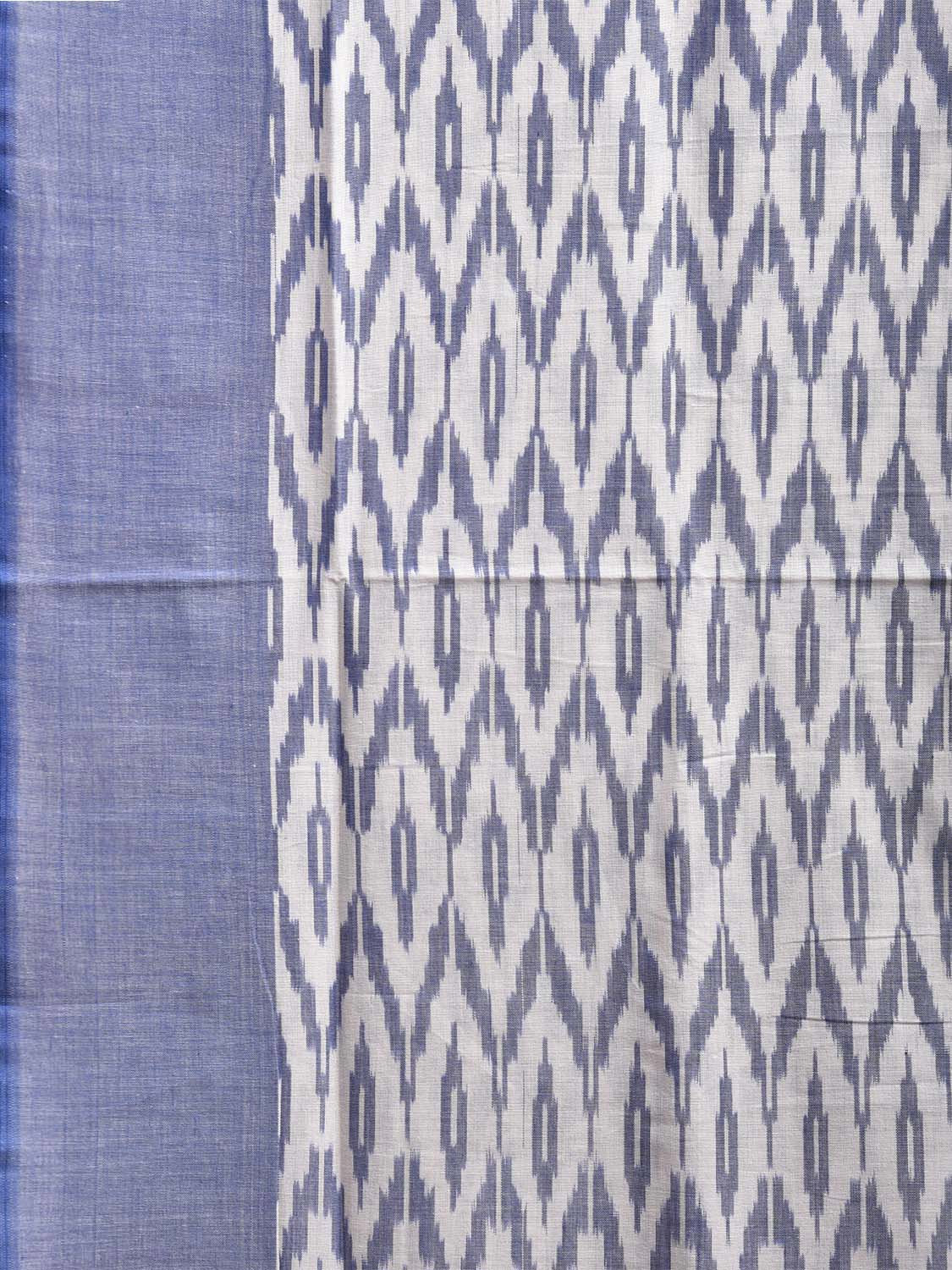 Light Blue and White Pochampally Ikat Cotton Handloom Saree with All Over Grill Design No Blouse i0909