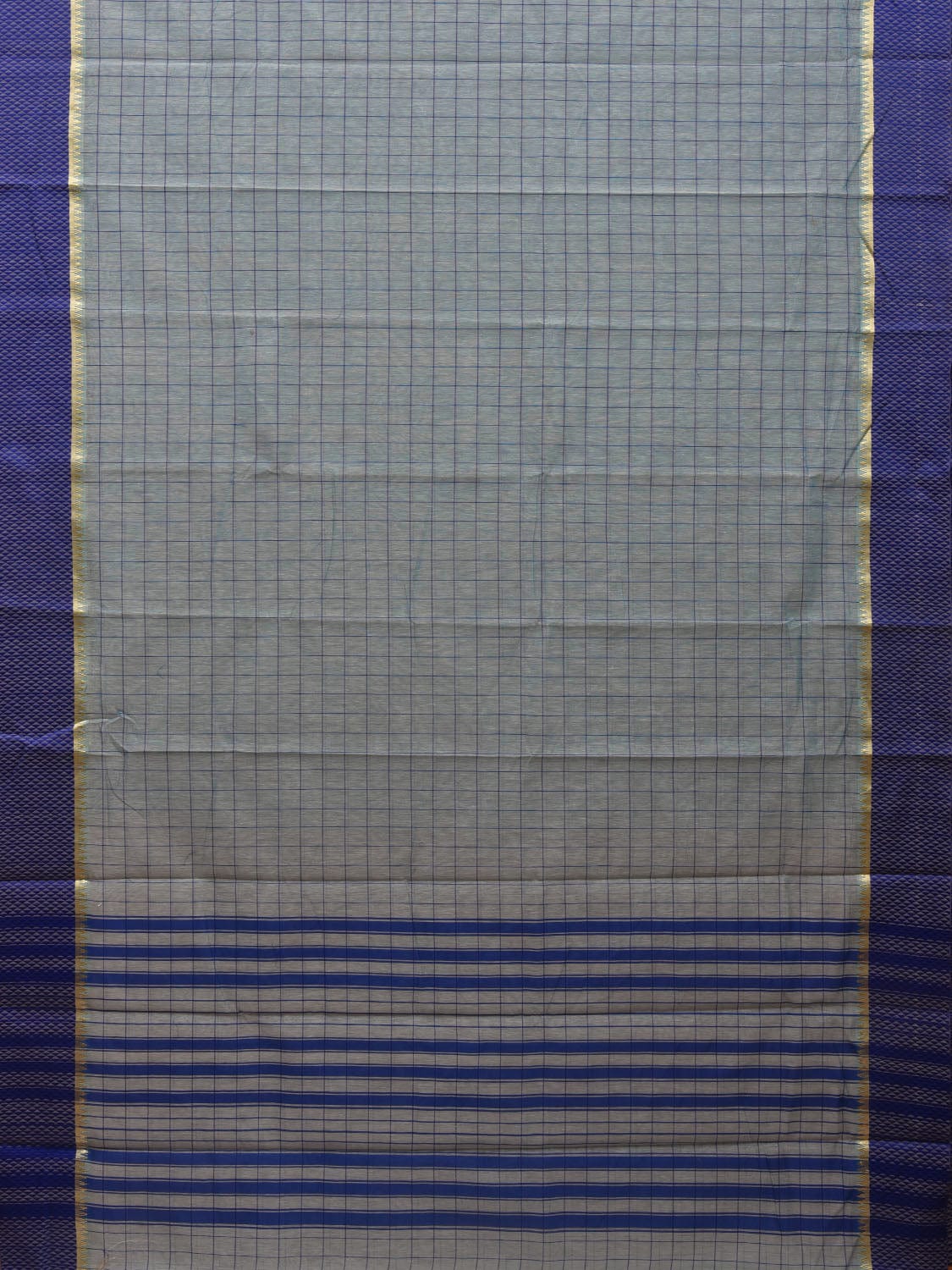Light Blue Bamboo Cotton Saree with Checks Design bc0043