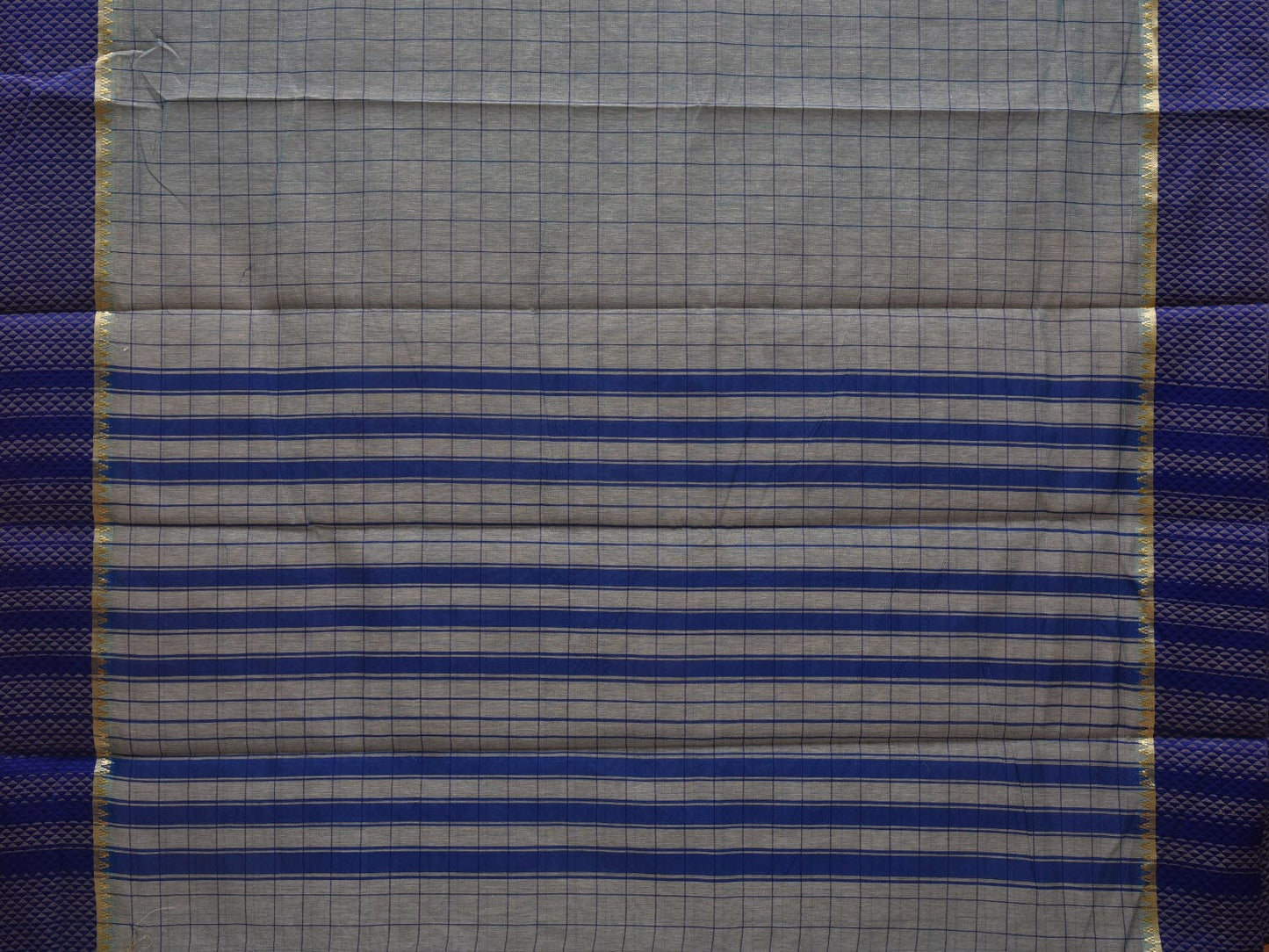 Light Blue Bamboo Cotton Saree with Checks Design bc0043