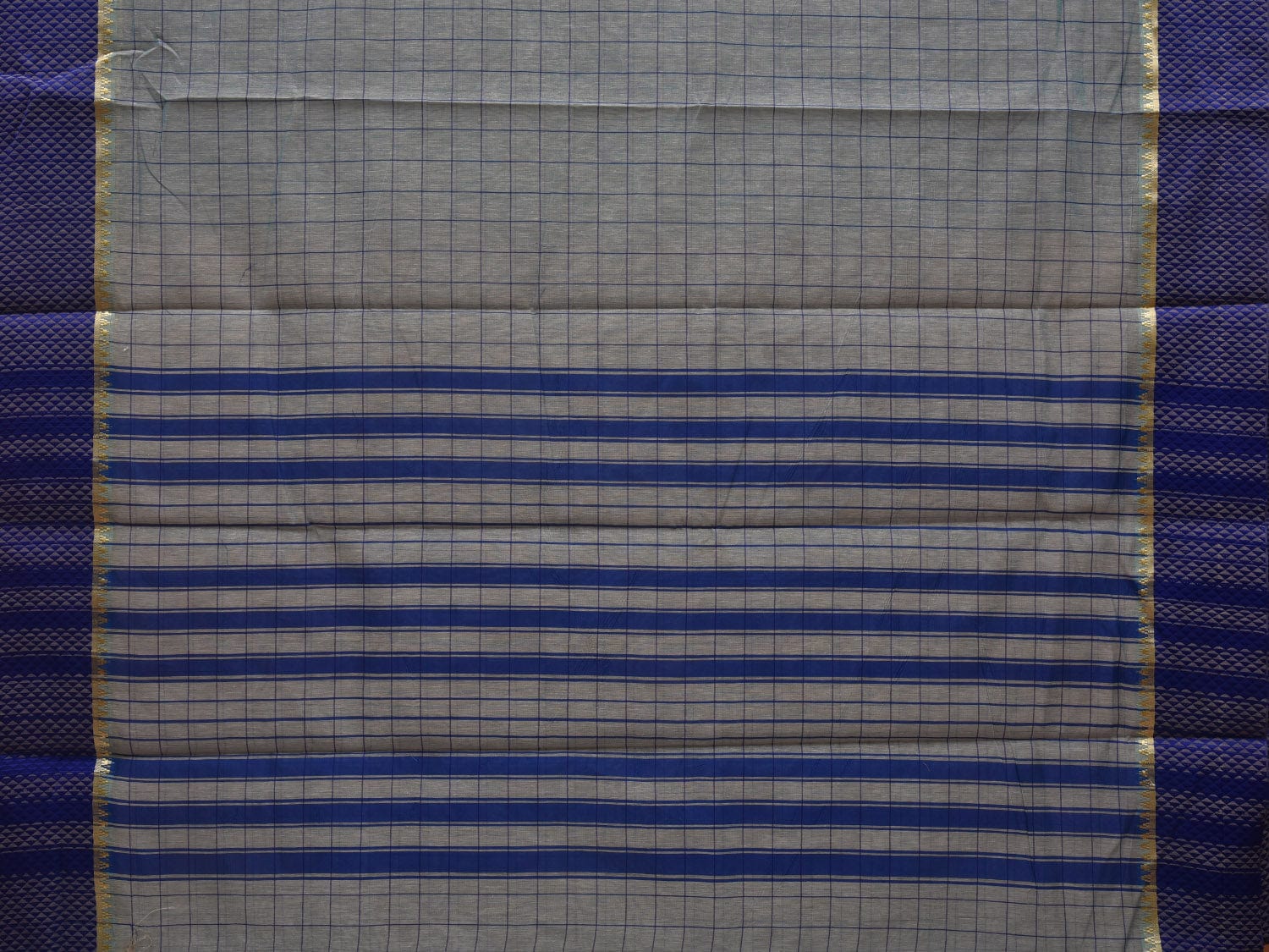 Light Blue Bamboo Cotton Saree with Checks Design bc0043