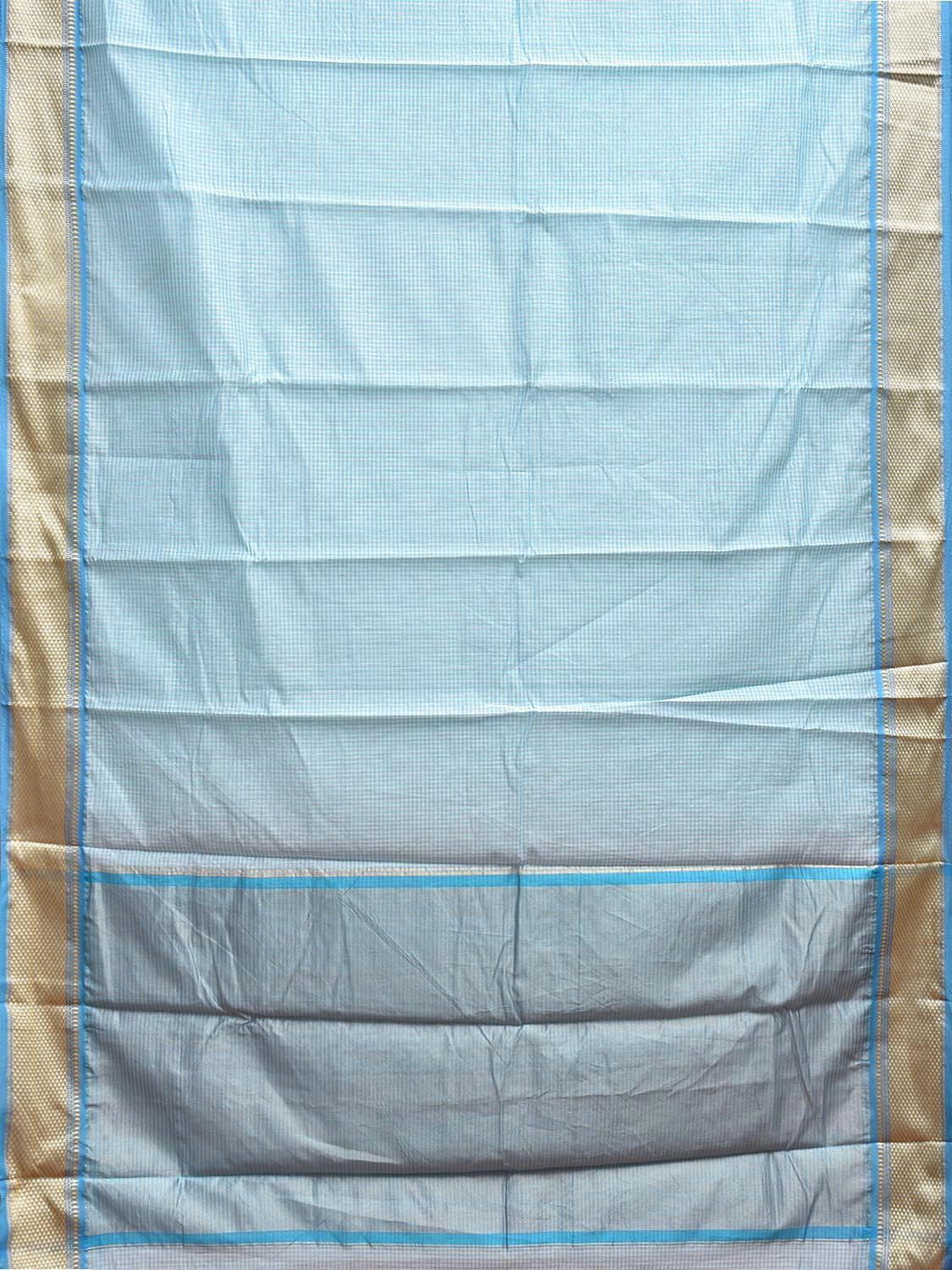 Light Blue Bamboo Cotton Saree with Strips Design No Blouse bc0769