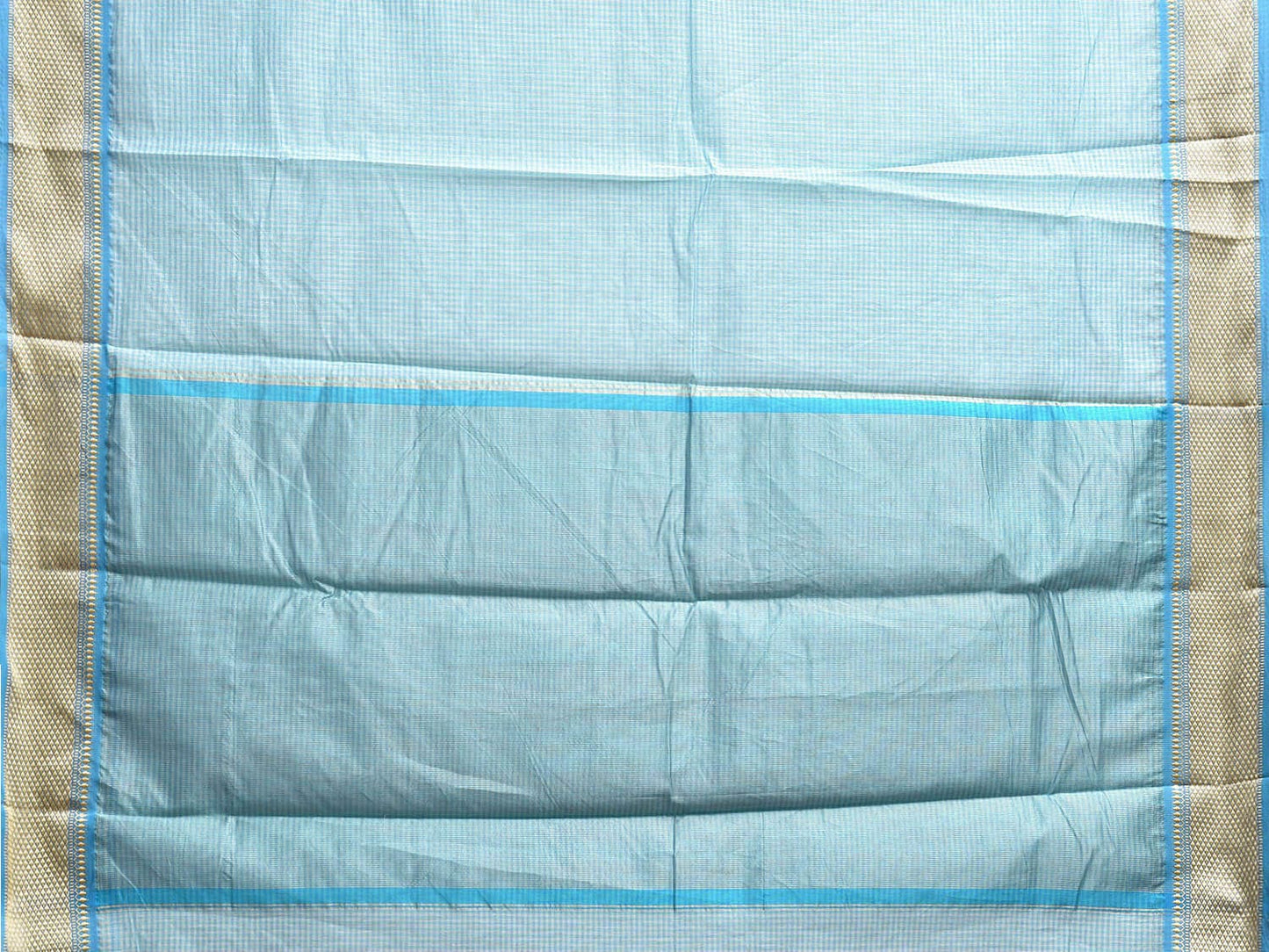 Light Blue Bamboo Cotton Saree with Strips Design No Blouse bc0769