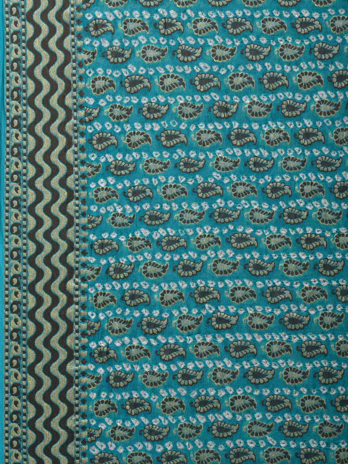 Light Blue Bandhani Banaras Georgette Saree with Small Mango Buta Design bn0295