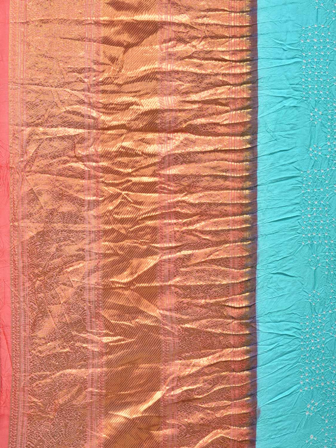 Light Blue Bandhani Kanchipuram Silk Handloom Saree with Big Border Design bn0217