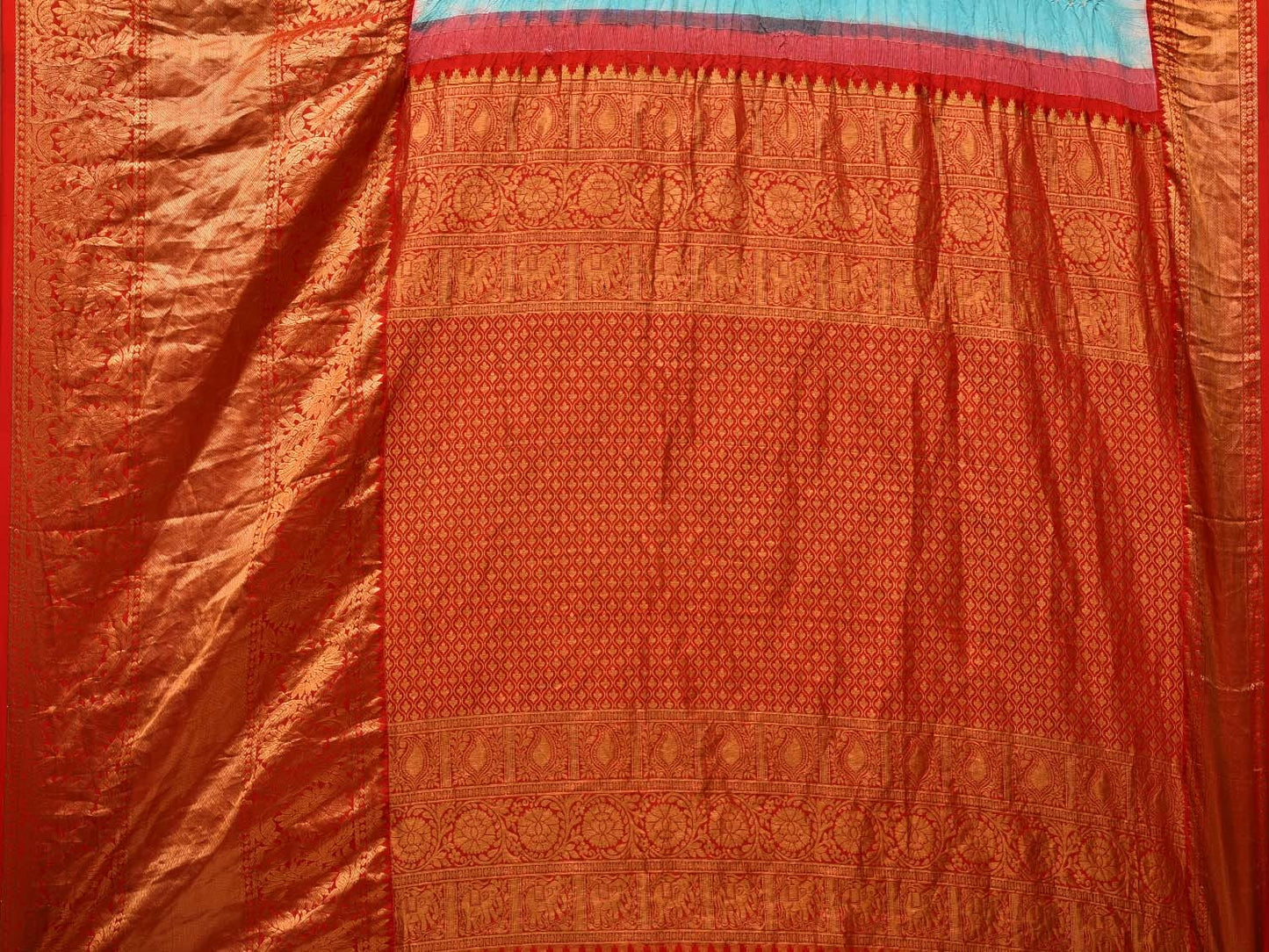 Light Blue Bandhani Kanchipuram Silk Handloom Saree with Pallu and Border Design bn0457