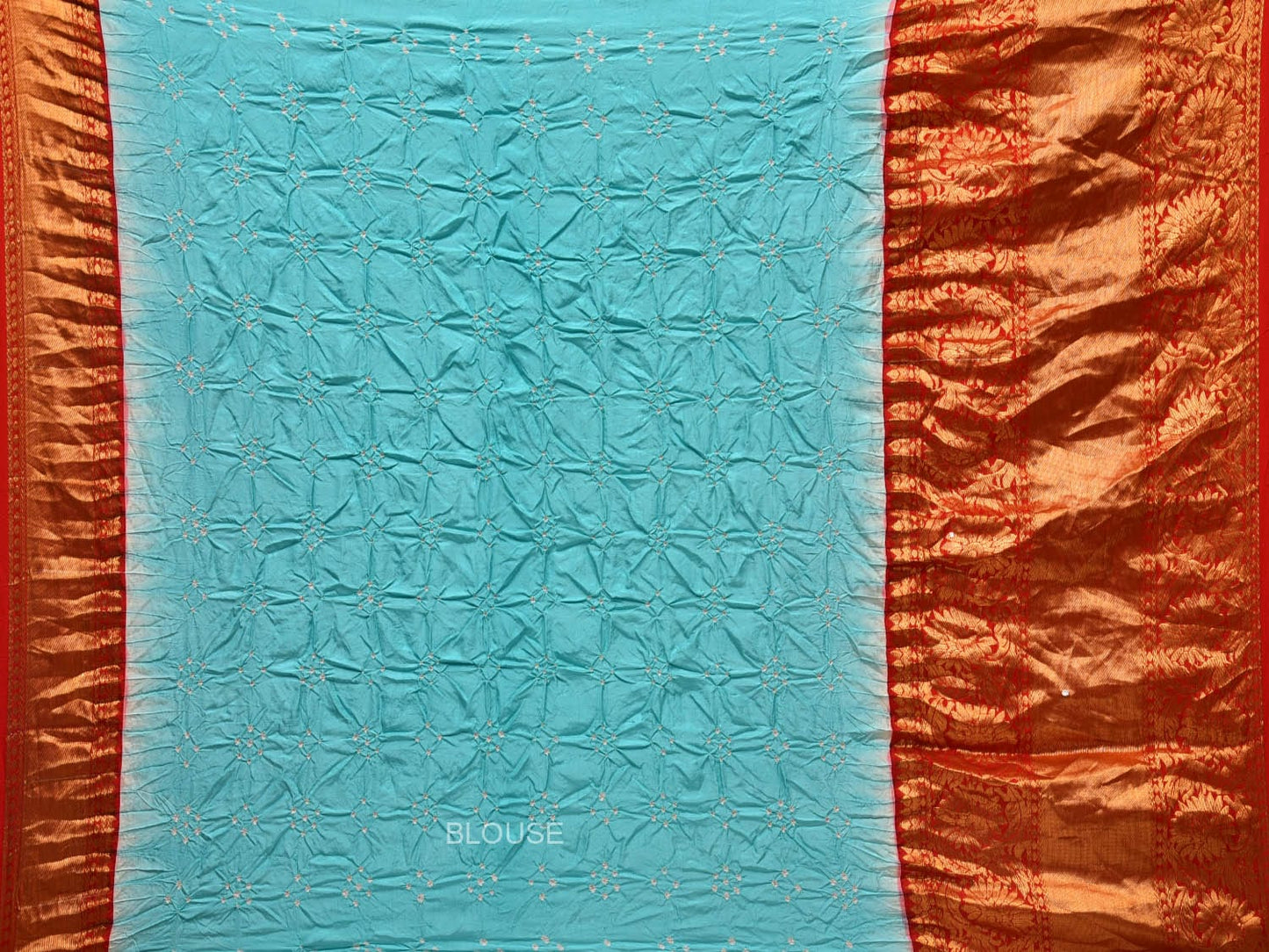 Light Blue Bandhani Kanchipuram Silk Handloom Saree with Pallu and Border Design bn0457